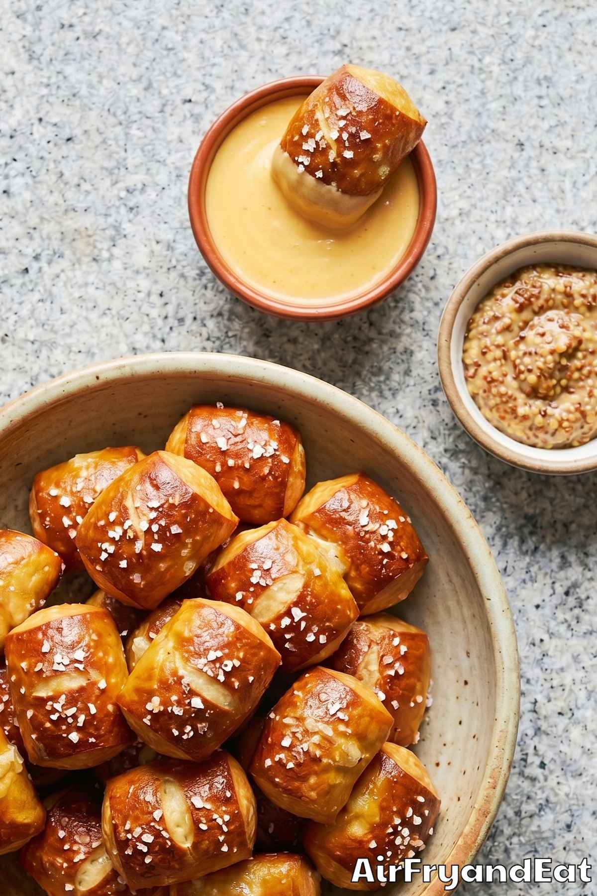Crispy air fryer pretzel bites with dip