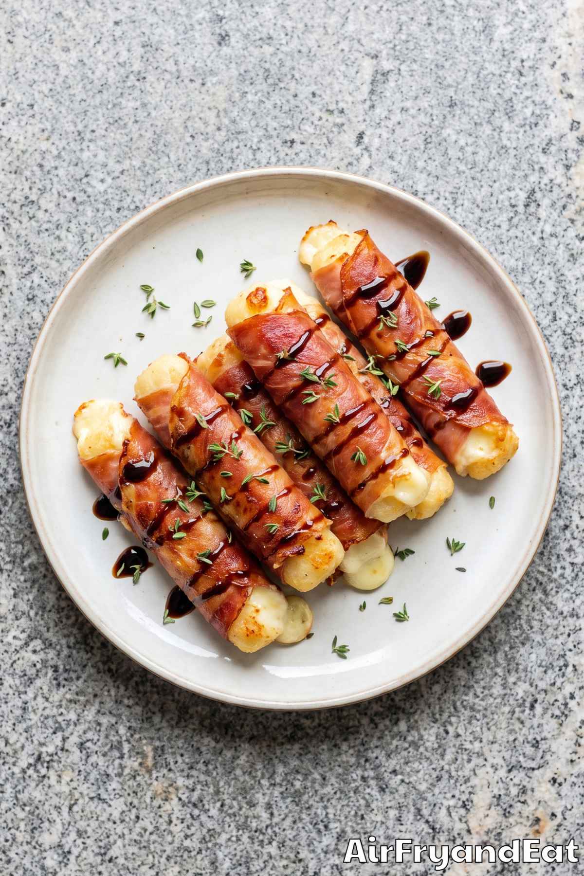 Prosciutto wrapped mozzarella snack