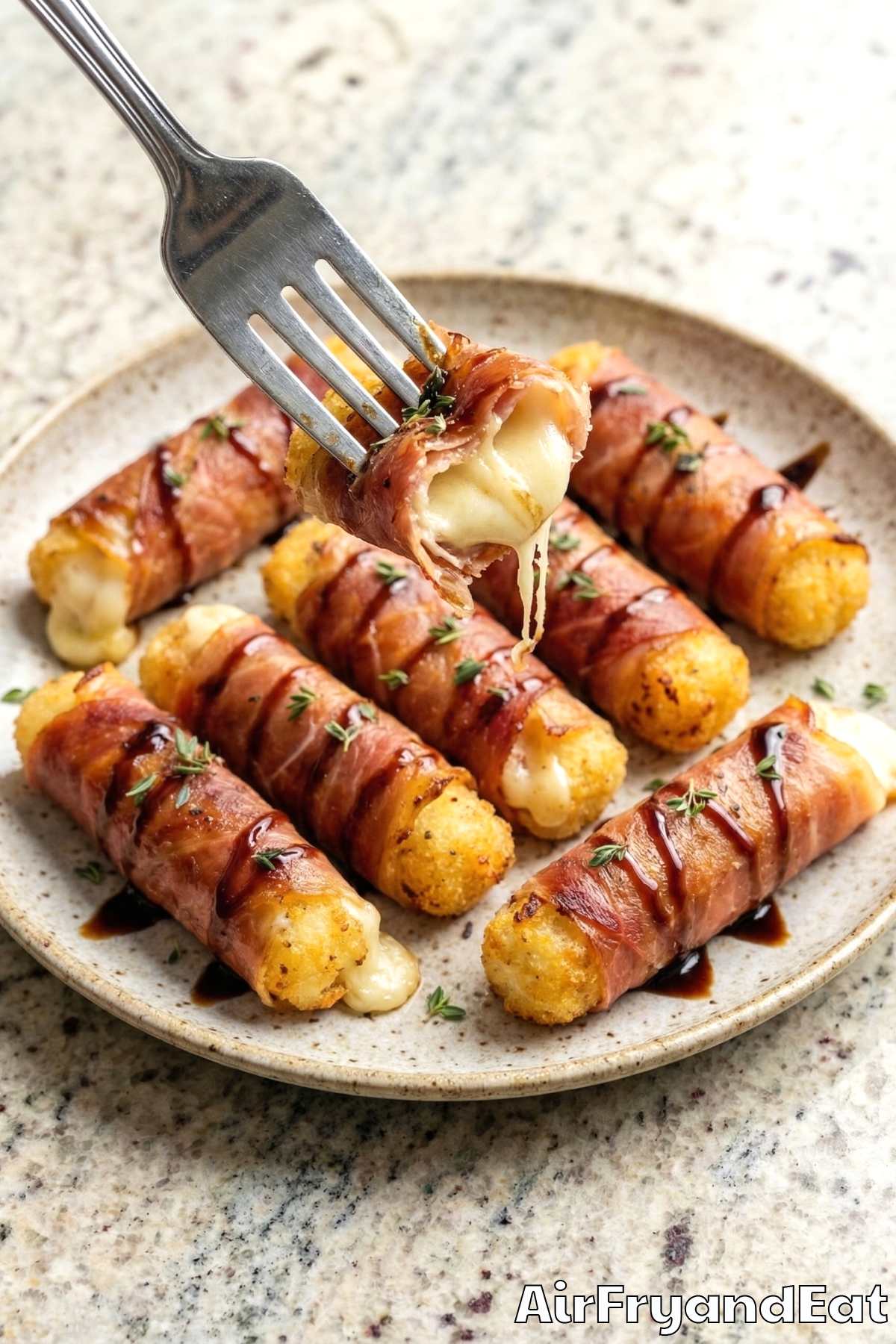 Crunchy air fryer prosciutto wrapped mozzarella