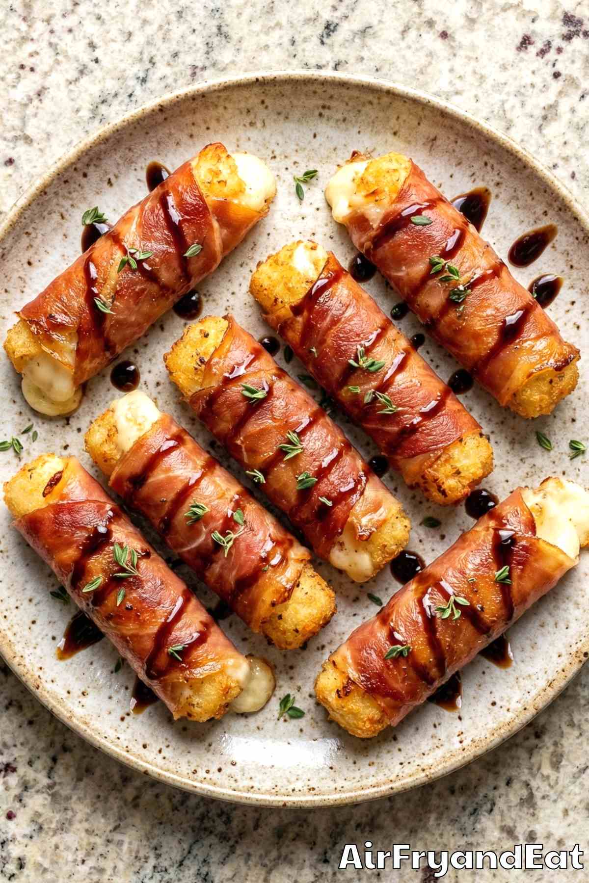 Melty air fryer prosciutto wrapped mozzarella