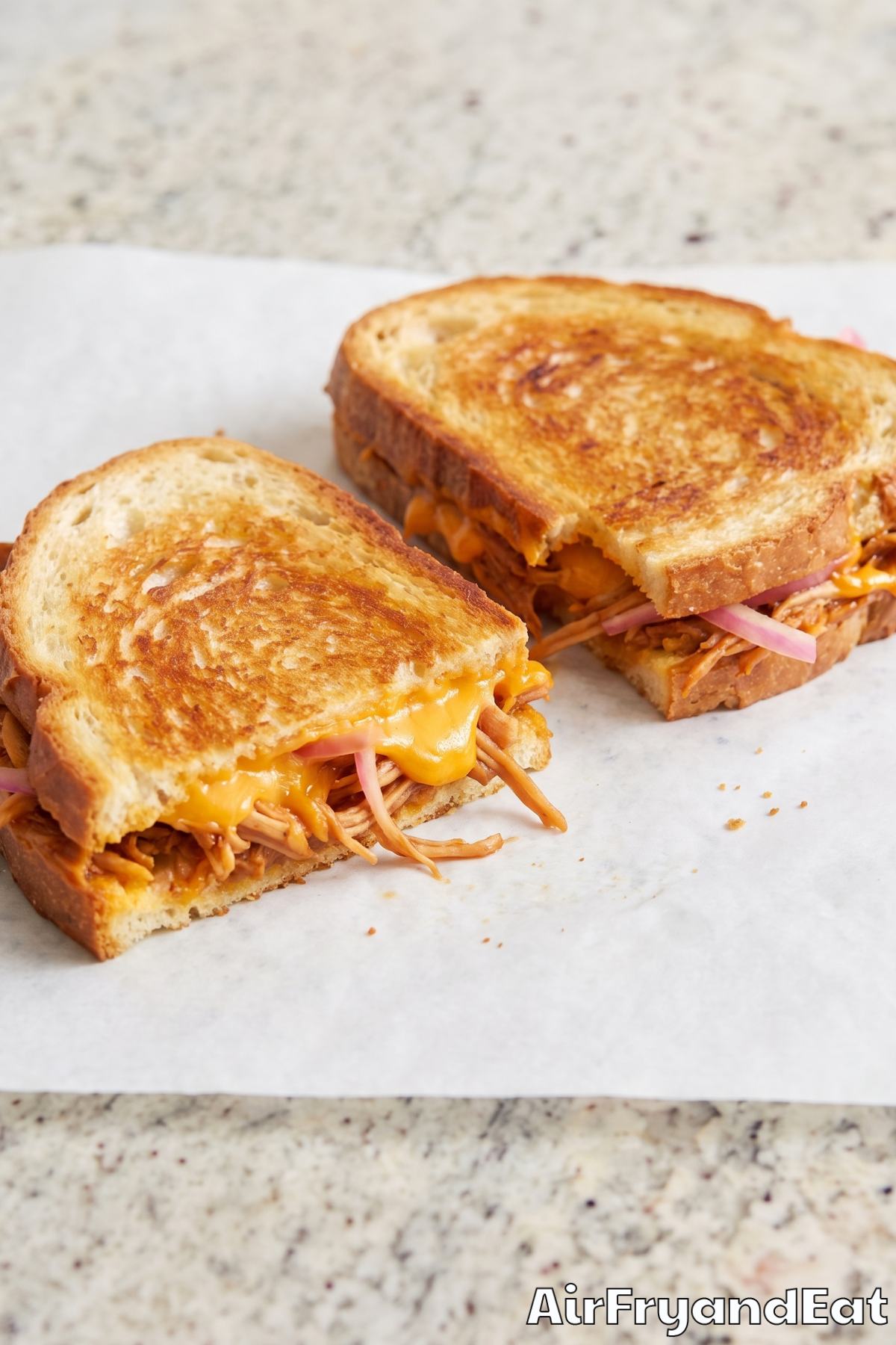 Toasty pulled pork melt sandwich