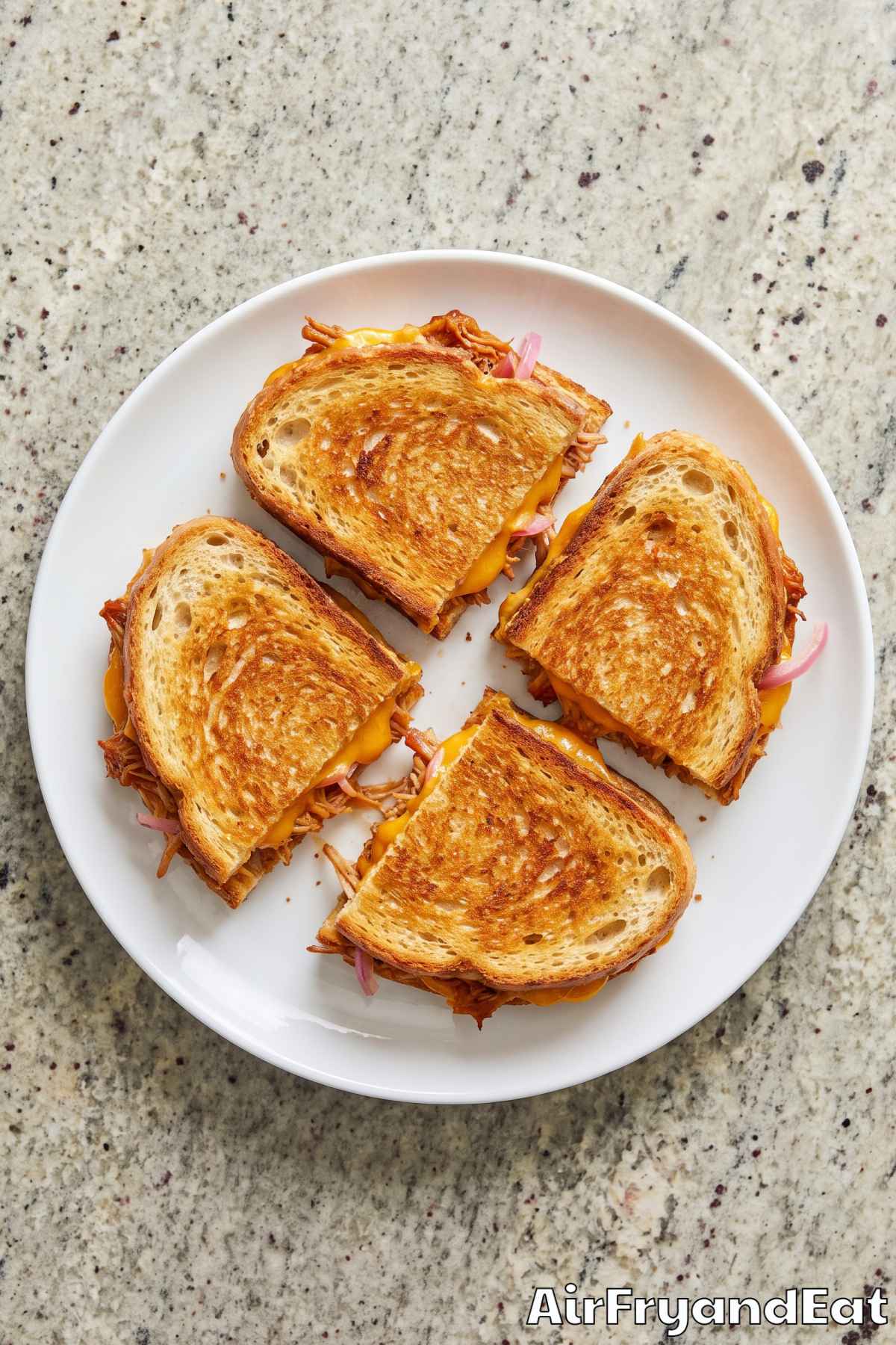Buttery pulled pork grilled cheese