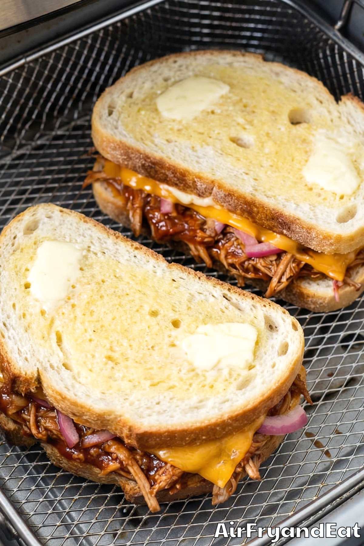 Air Fryer Pulled Pork Grilled Cheese Step 3