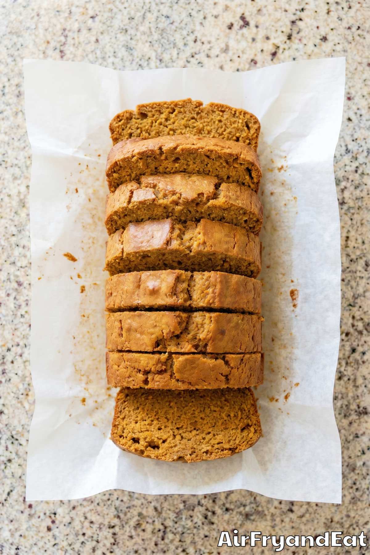 Golden air fryer pumpkin bread