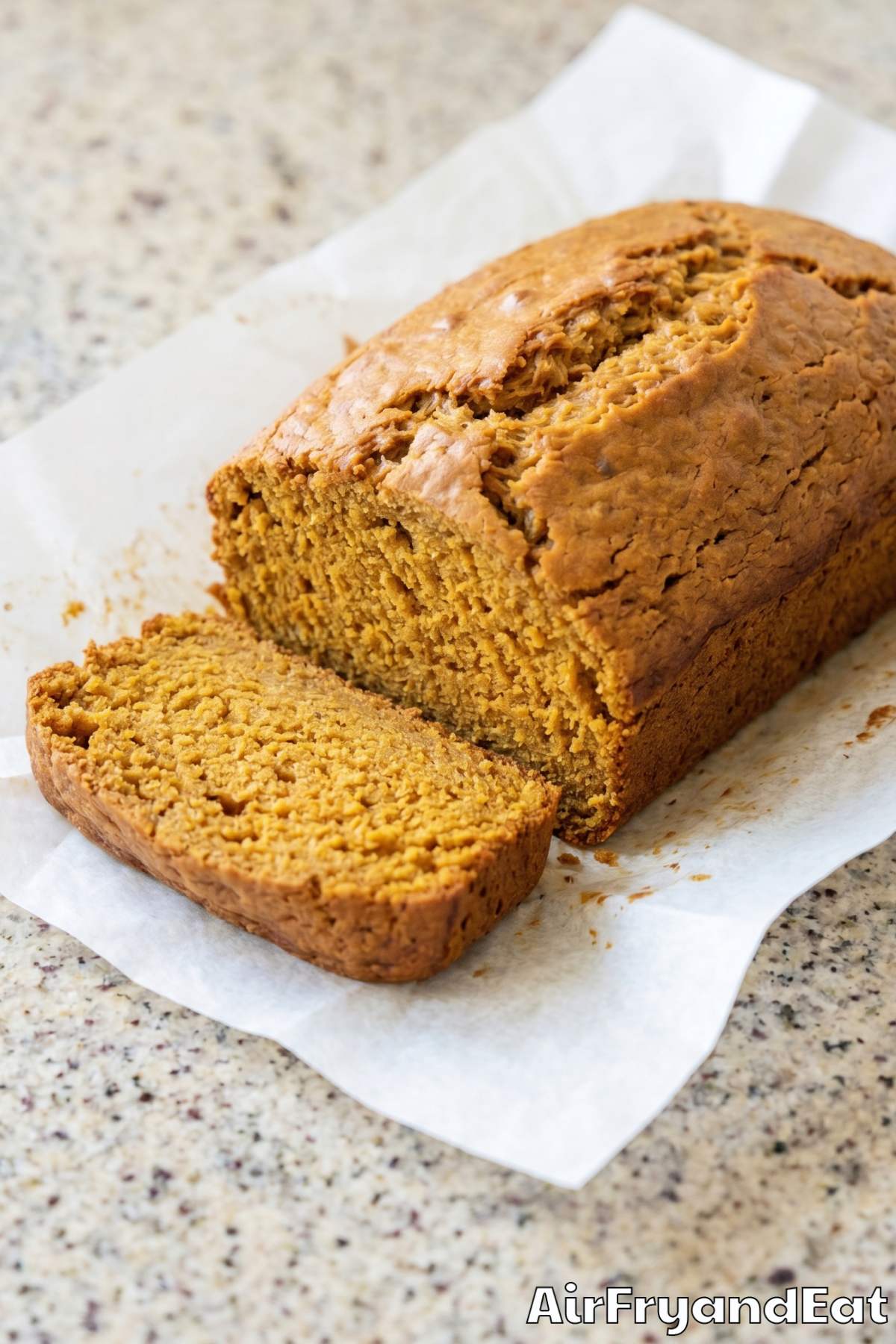 Fluffy air fryer pumpkin bread loaf