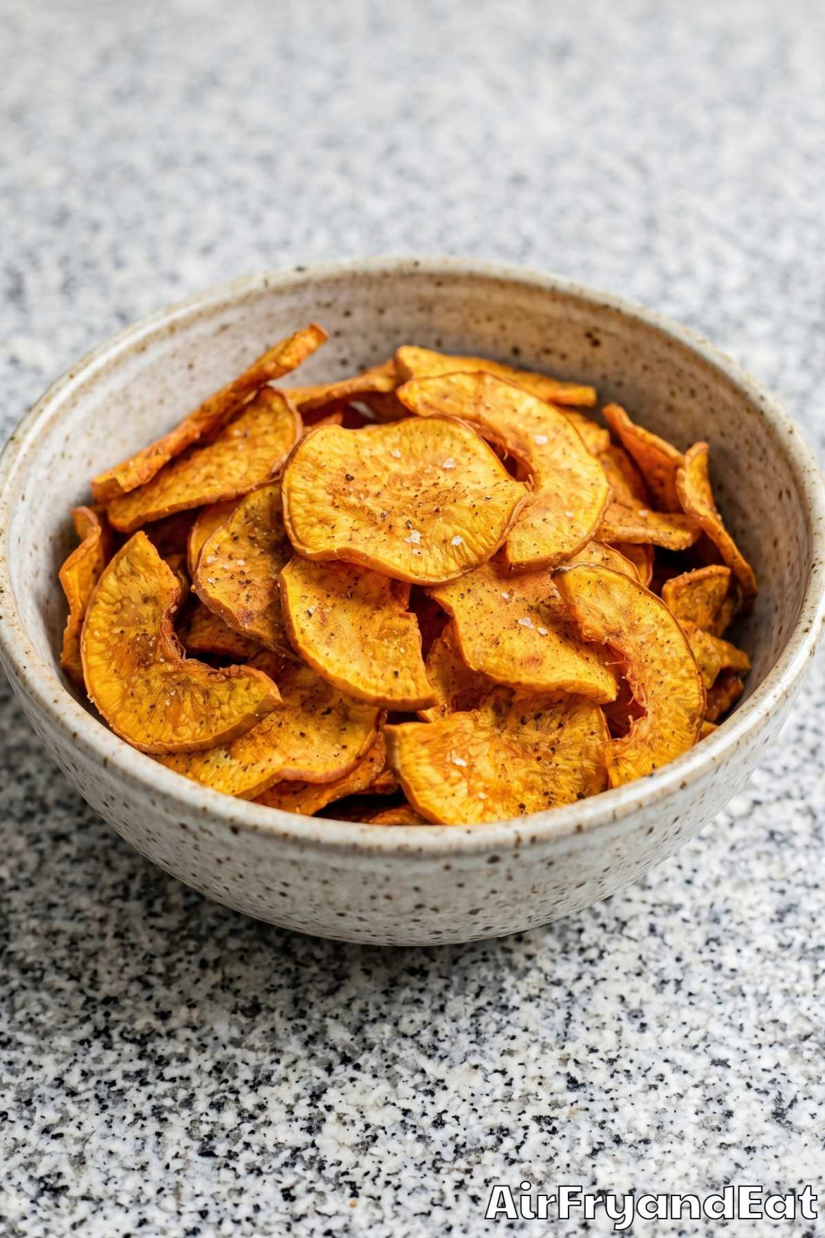 Thin and crispy air fryer pumpkin chips