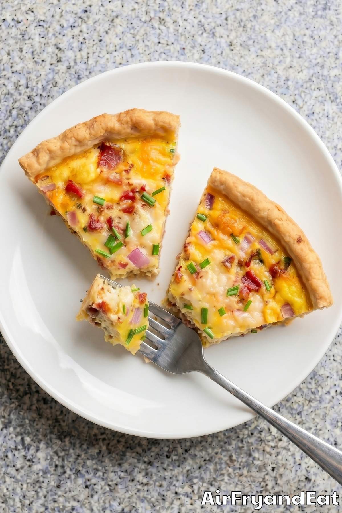 Perfect golden-brown air fryer quiche