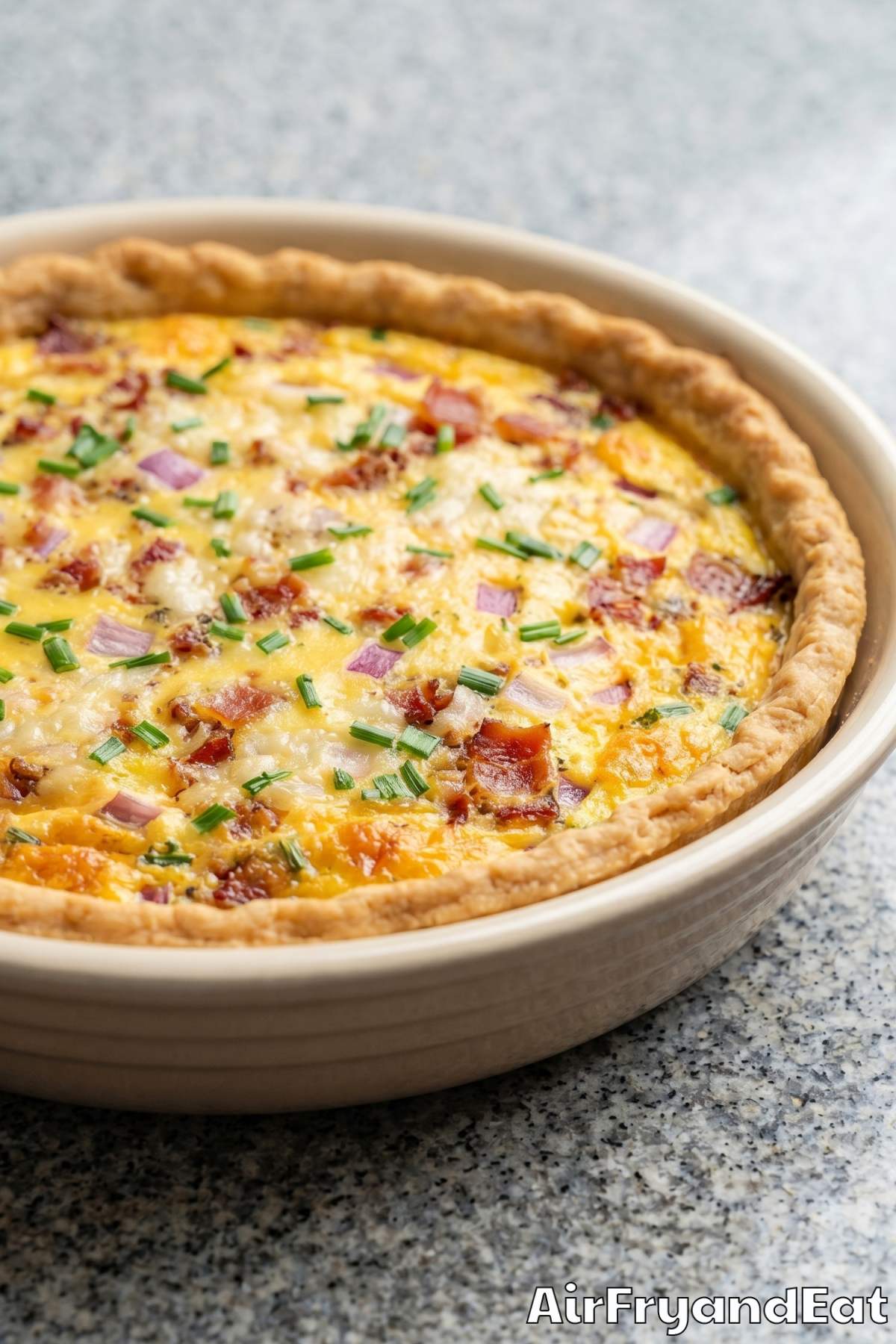Creamy air fryer quiche ready to serve