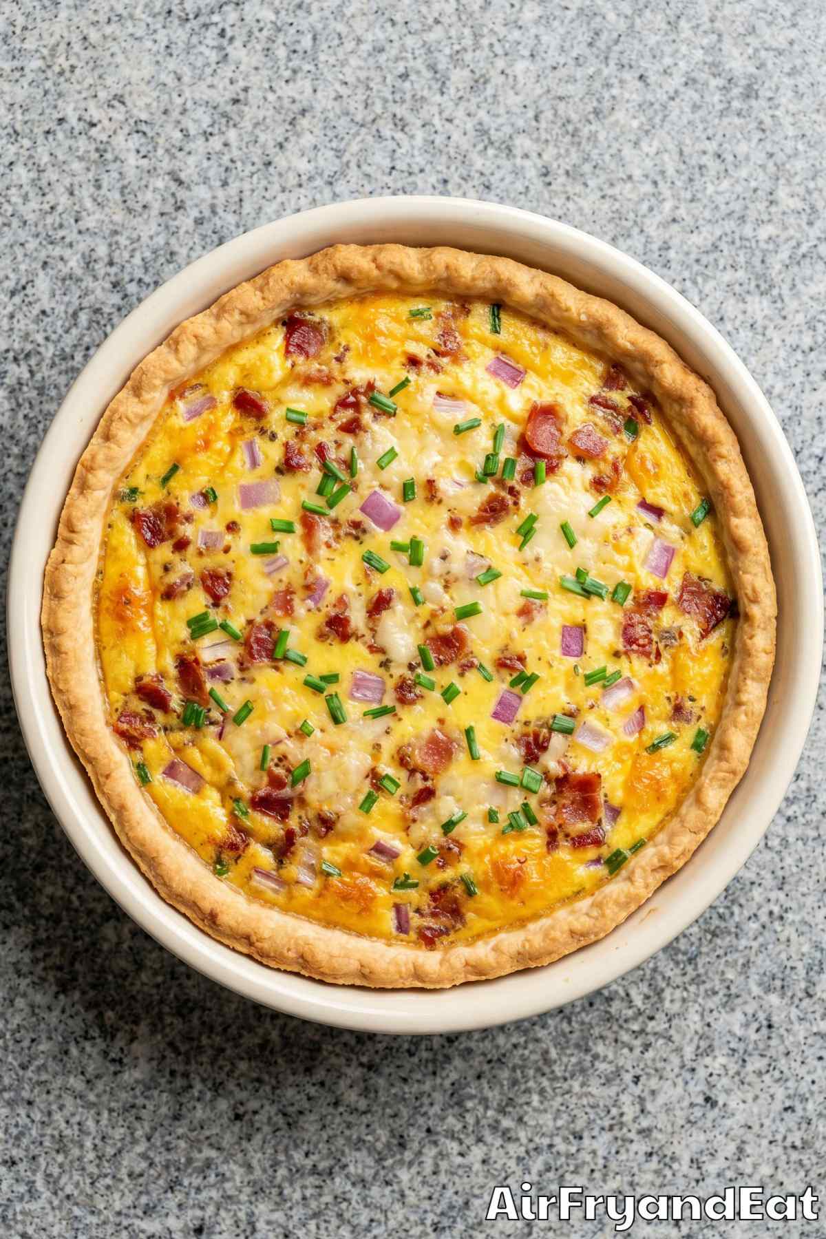 Savory air fryer quiche fresh and warm