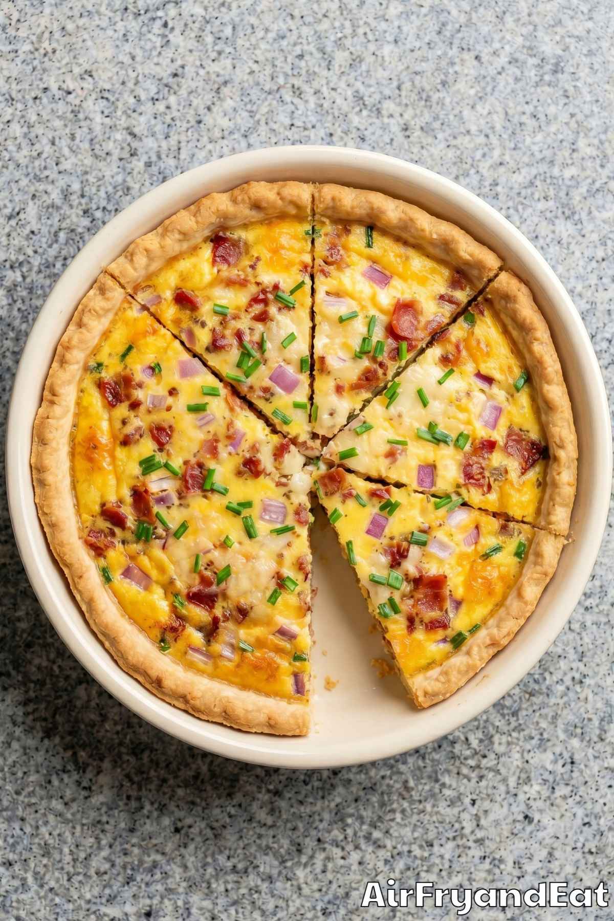 Wholesome air fryer quiche sliced up