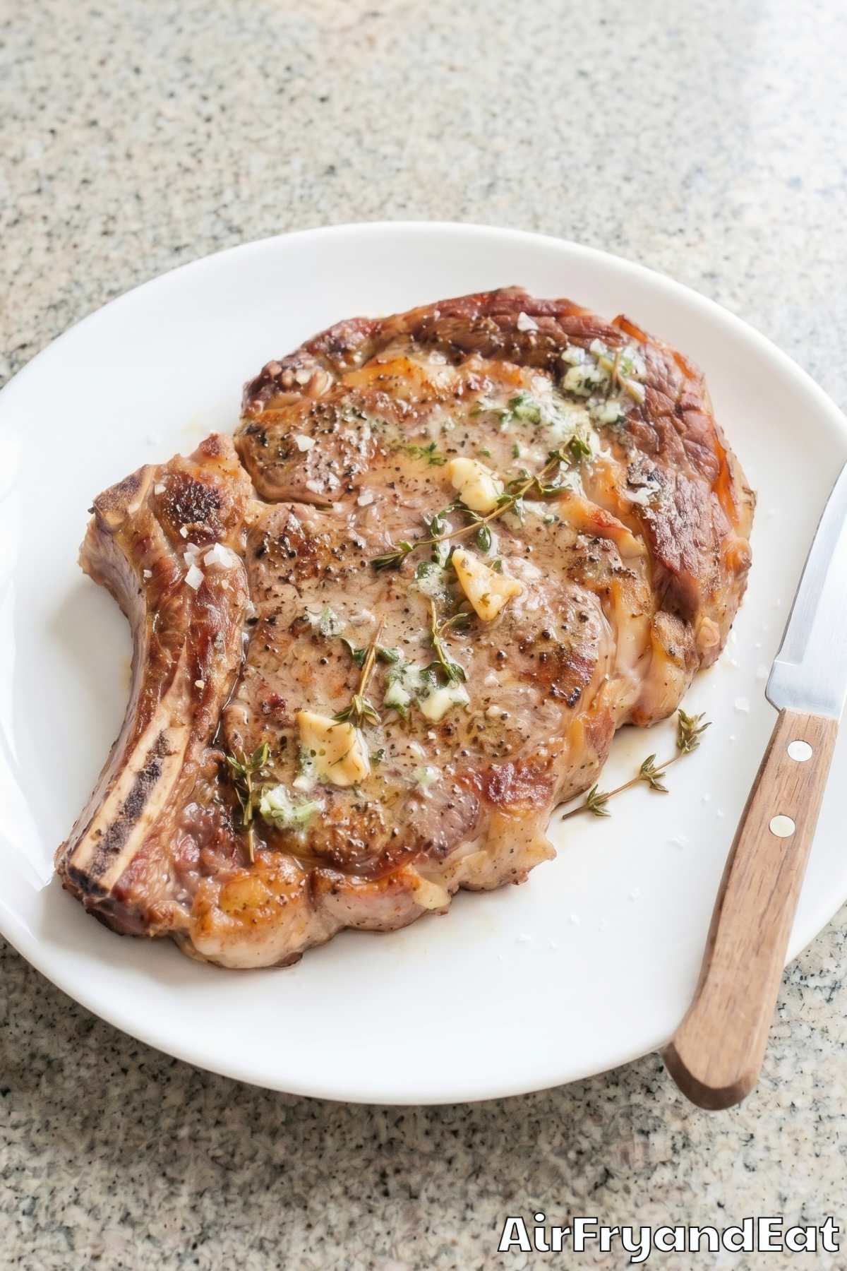 savory air fryer ribeye close up