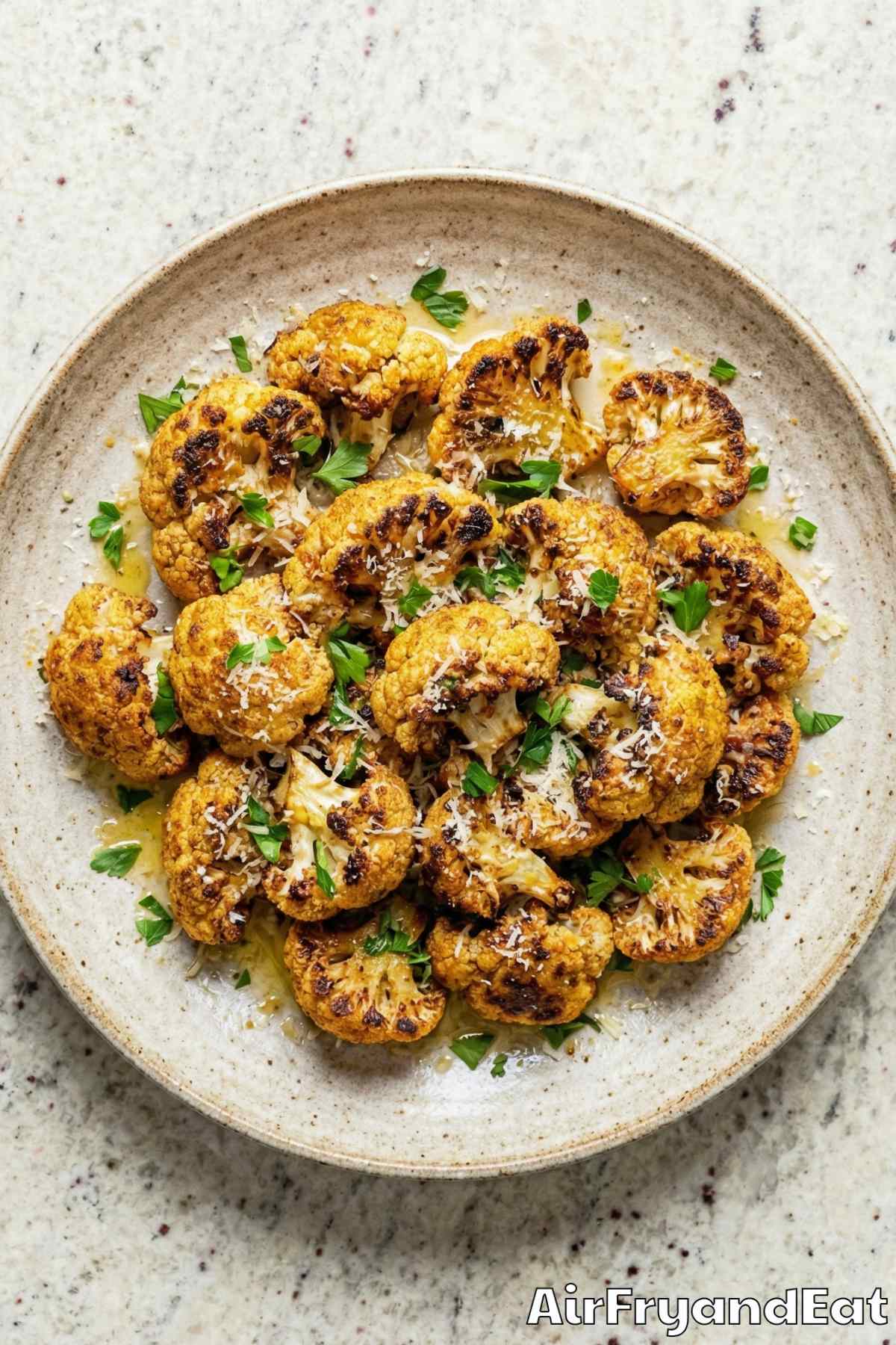 Tender air fryer roasted cauliflower