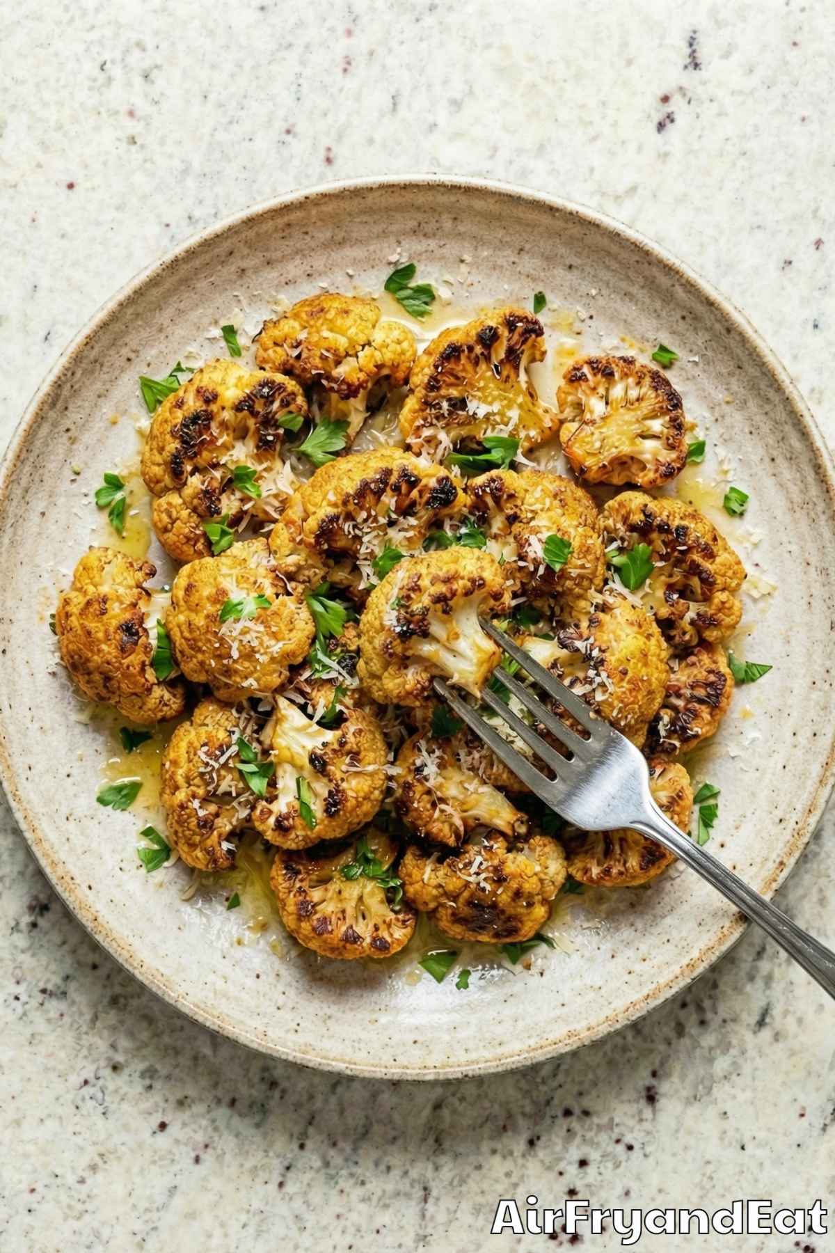 Seasoned air fryer roasted cauliflower