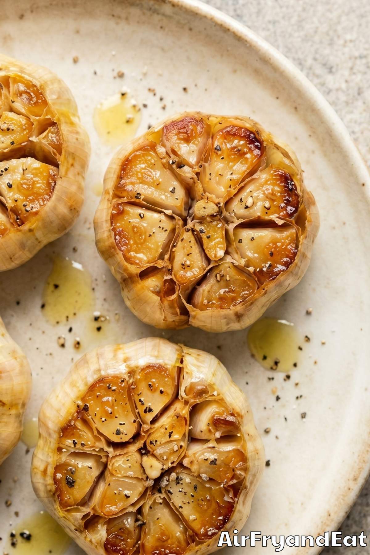 Aromatic air fryer roasted garlic bulbs