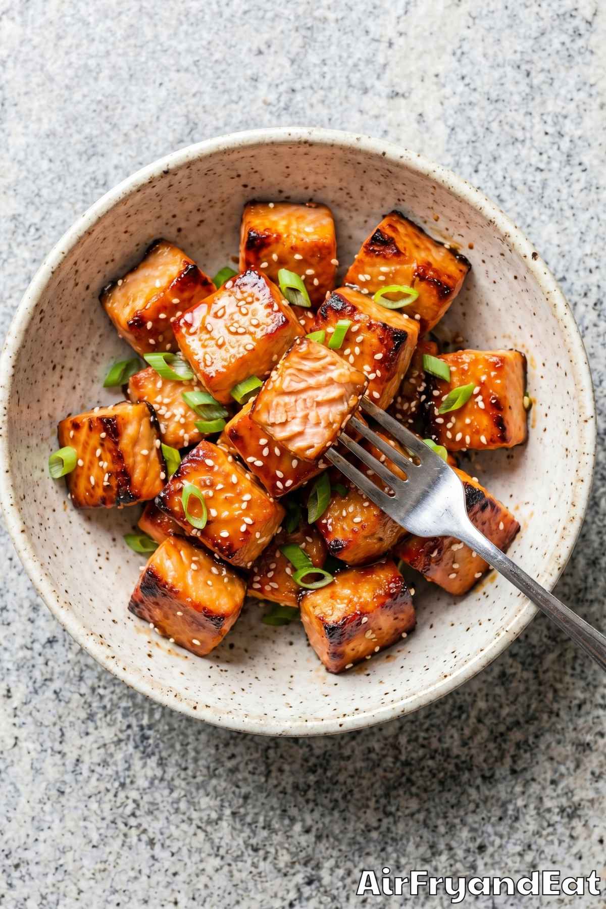 Irresistible air fryer salmon bites served warm