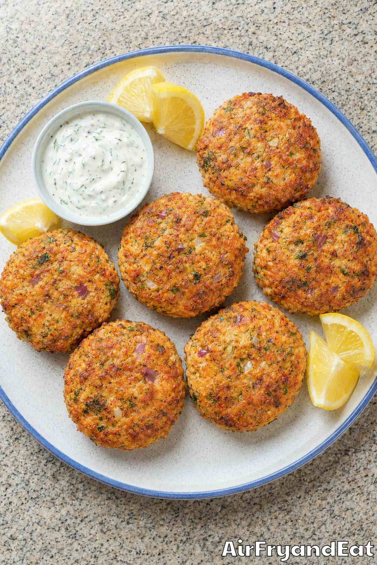 Savory air fryer salmon patties freshly made