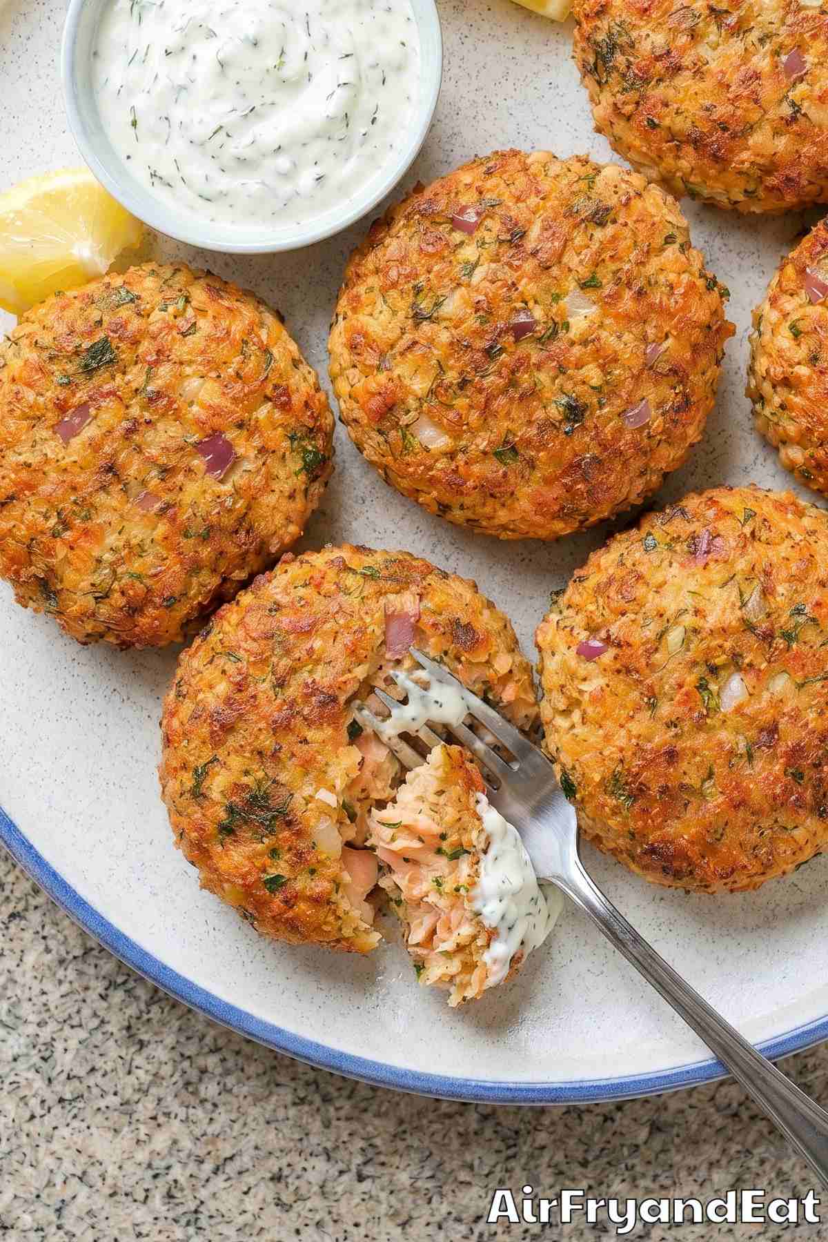 Easy air fryer salmon patties ready to serve