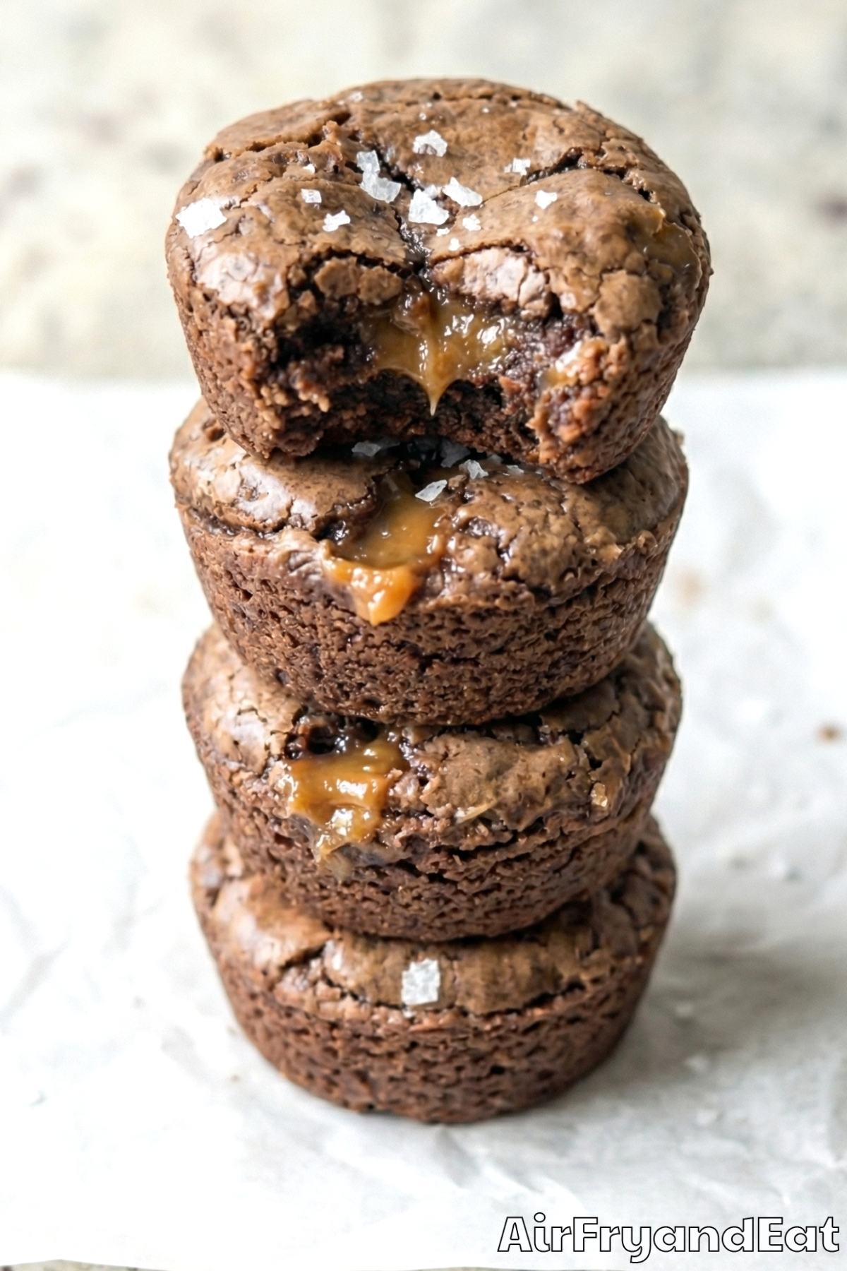 Easy air fryer salted caramel brownie bites