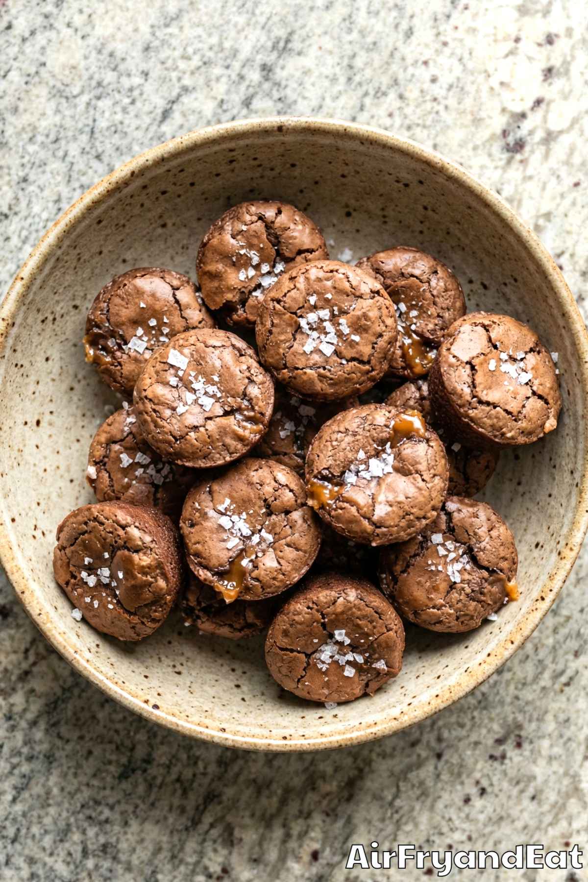 Warm air fryer salted caramel brownie bites