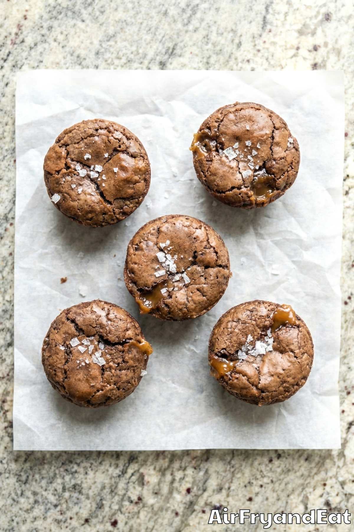 Homemade salted caramel brownie bites