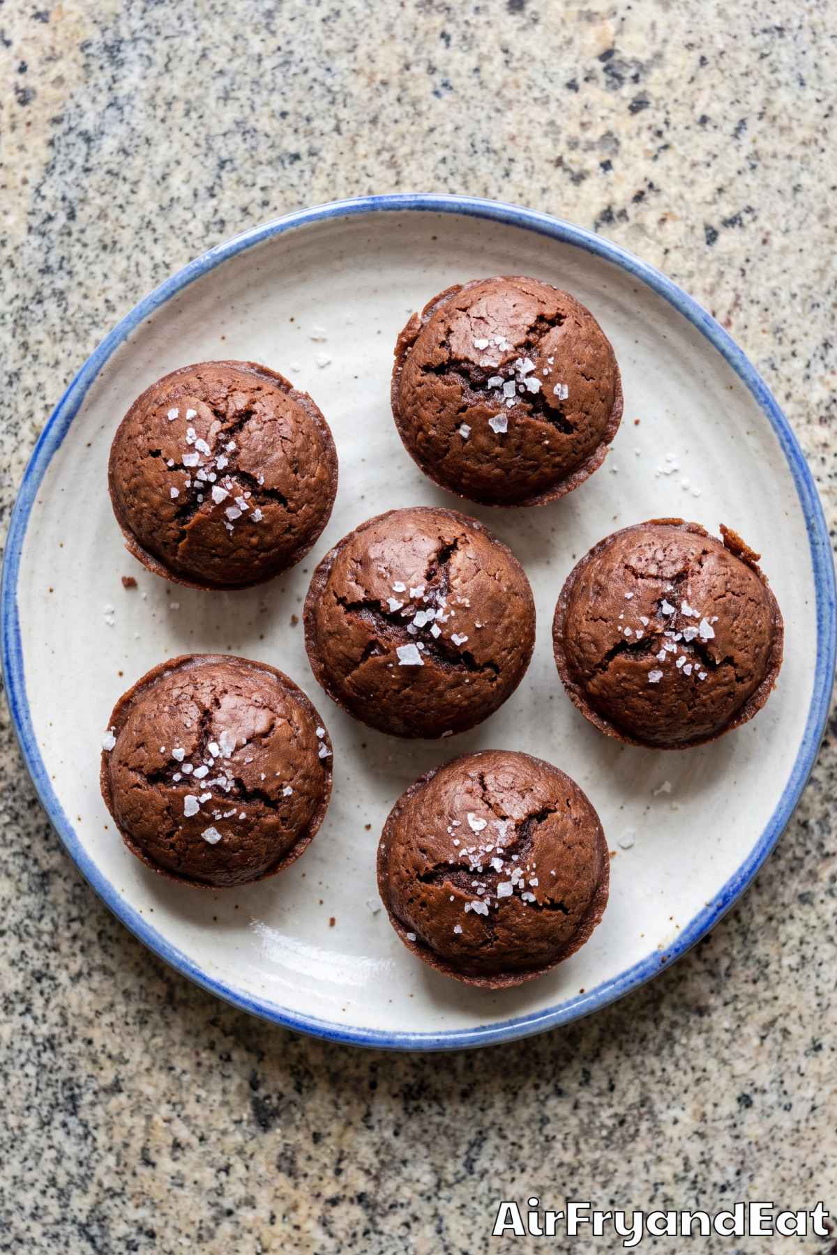 Bite-sized air fryer brownies with caramel