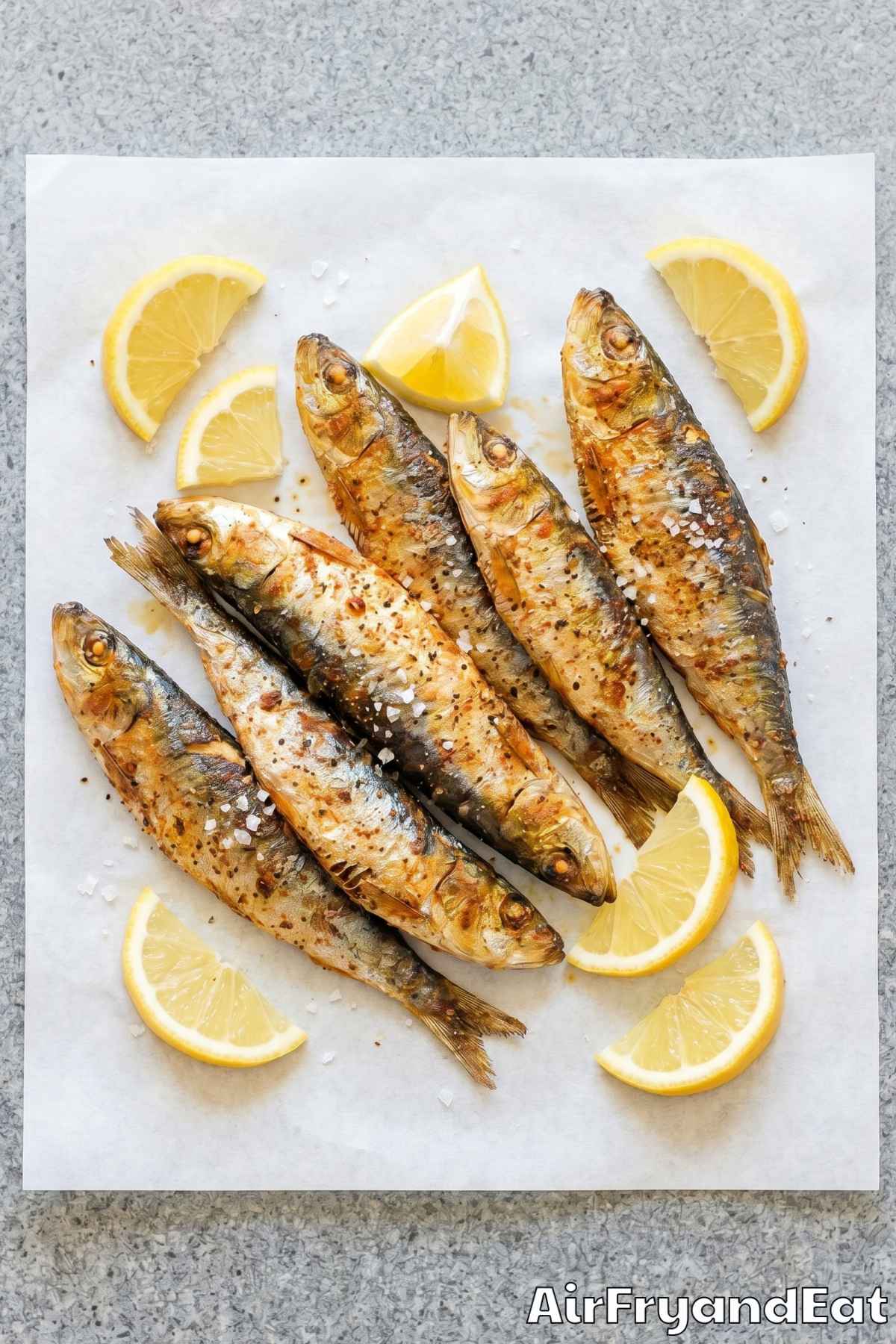Simple air fryer sardines with lemon