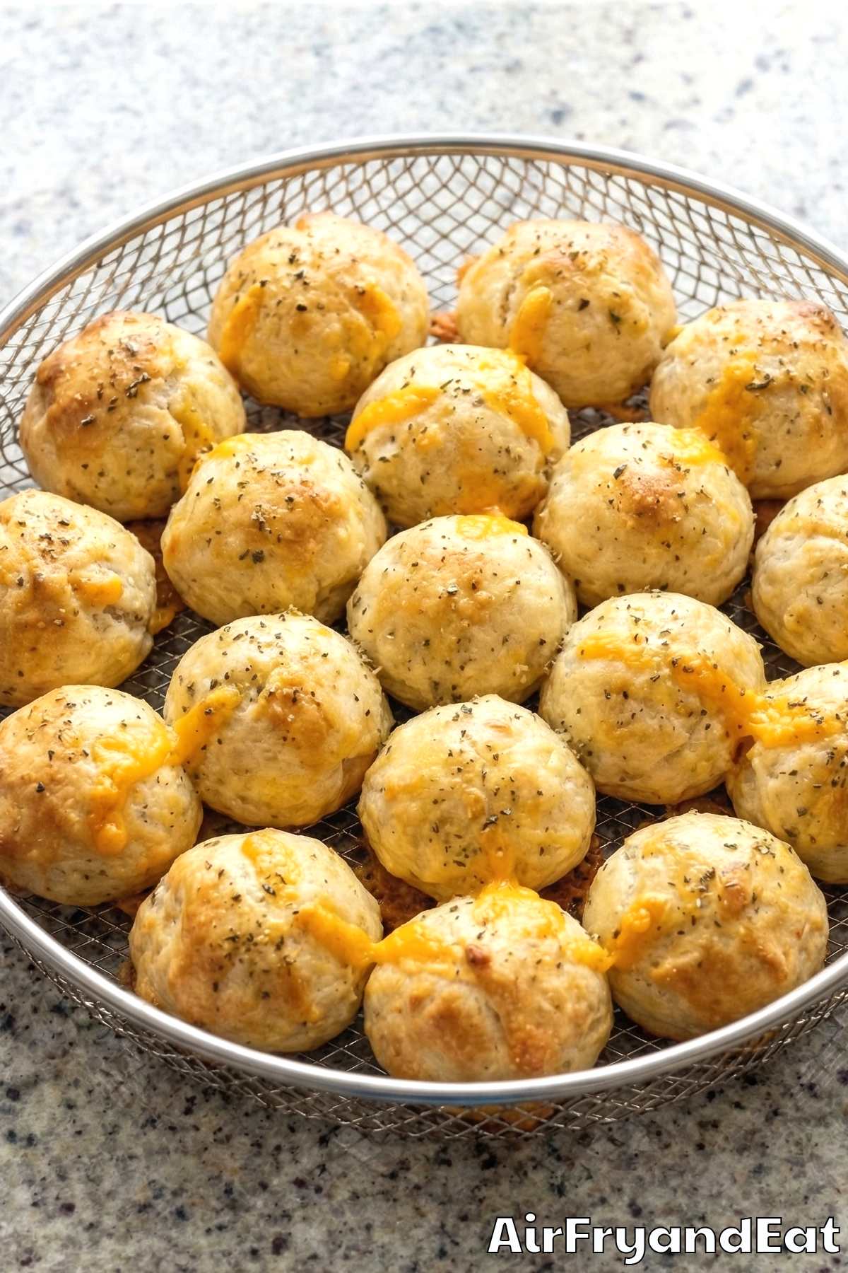 Easy air fryer sausage and cheese biscuit bites