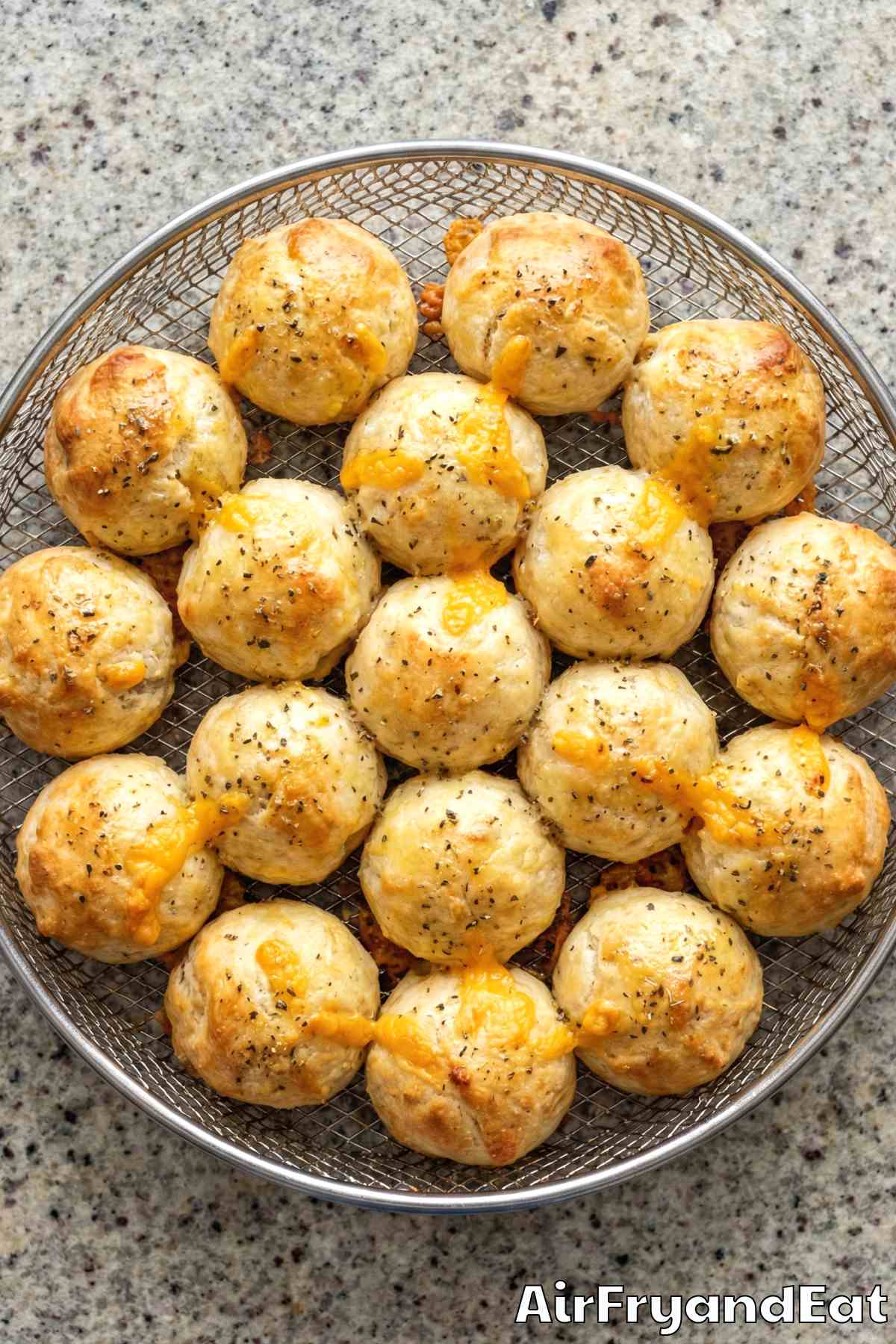 Buttery air fryer sausage cheese biscuit bites
