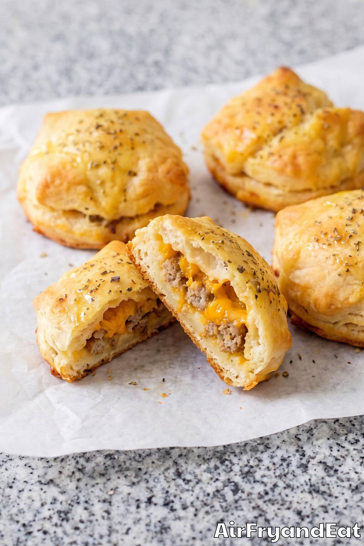 Cheesy sausage biscuit bites