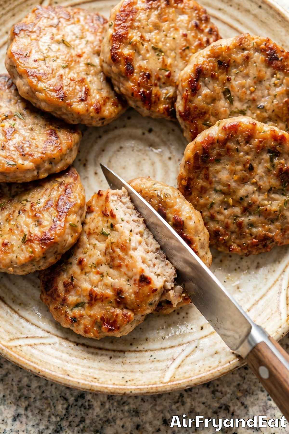 Flavorful air fryer sausage patties served warm