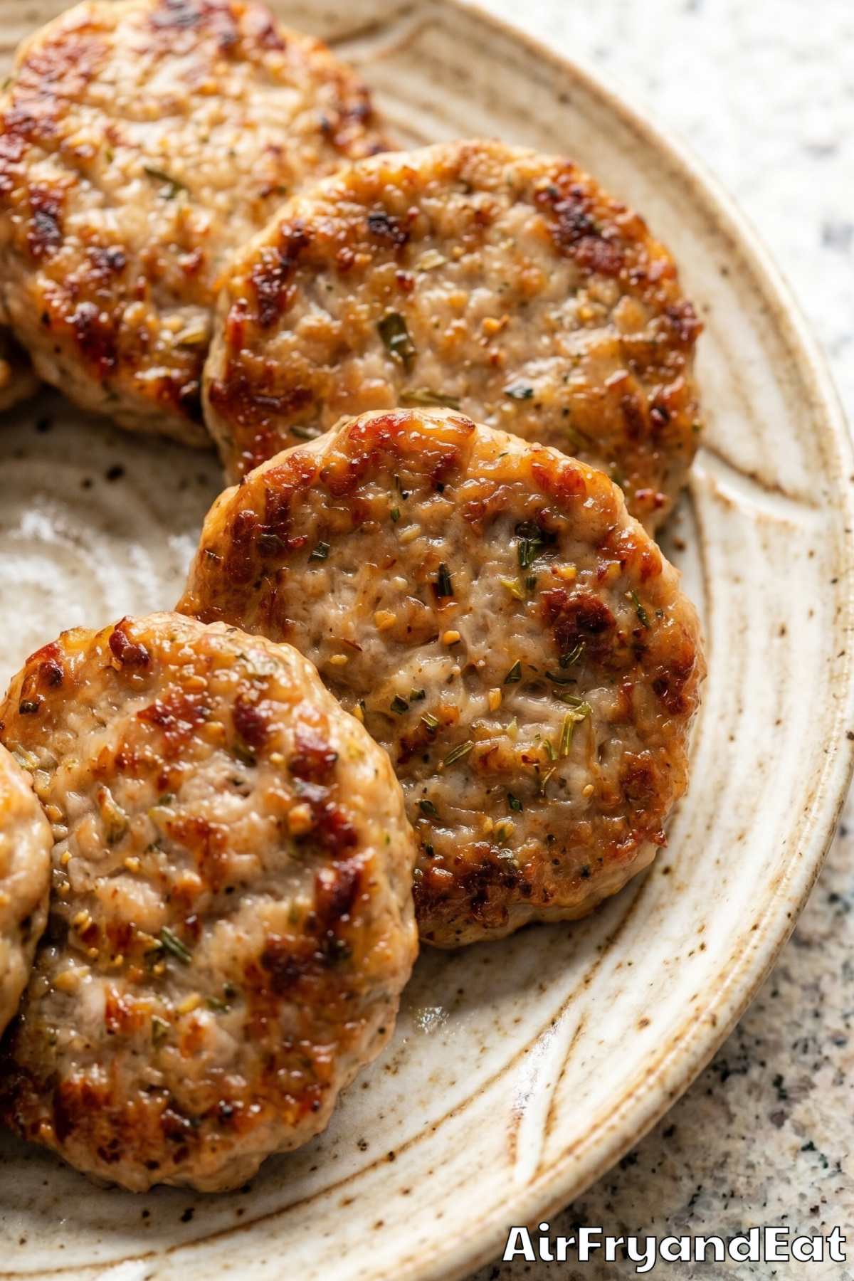 Juicy air fryer sausage patties ready to serve