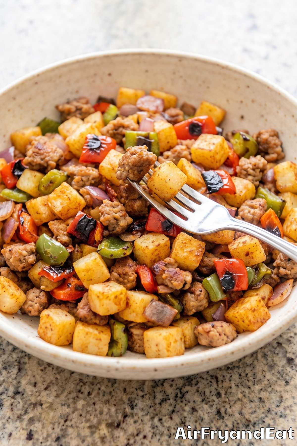 Hearty sausage pepper hash