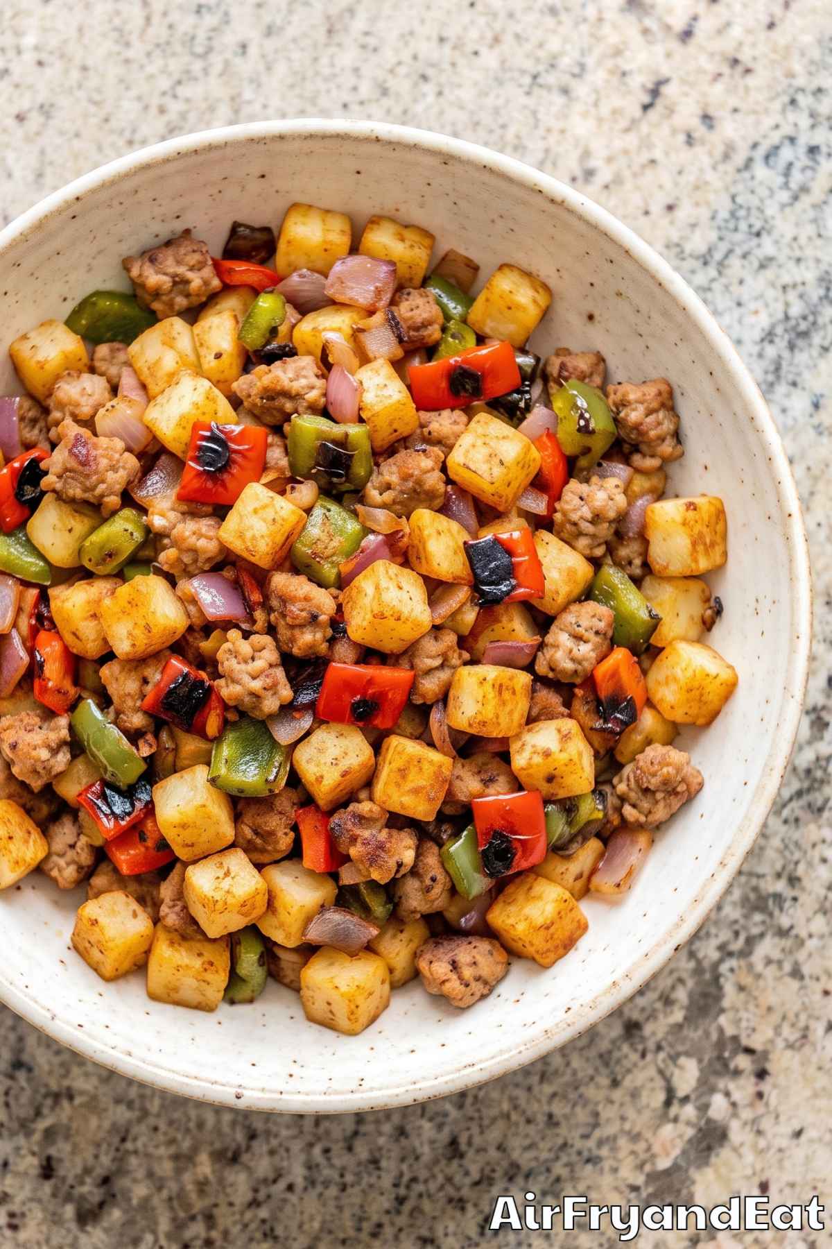 Sausage pepper hash breakfast bowl