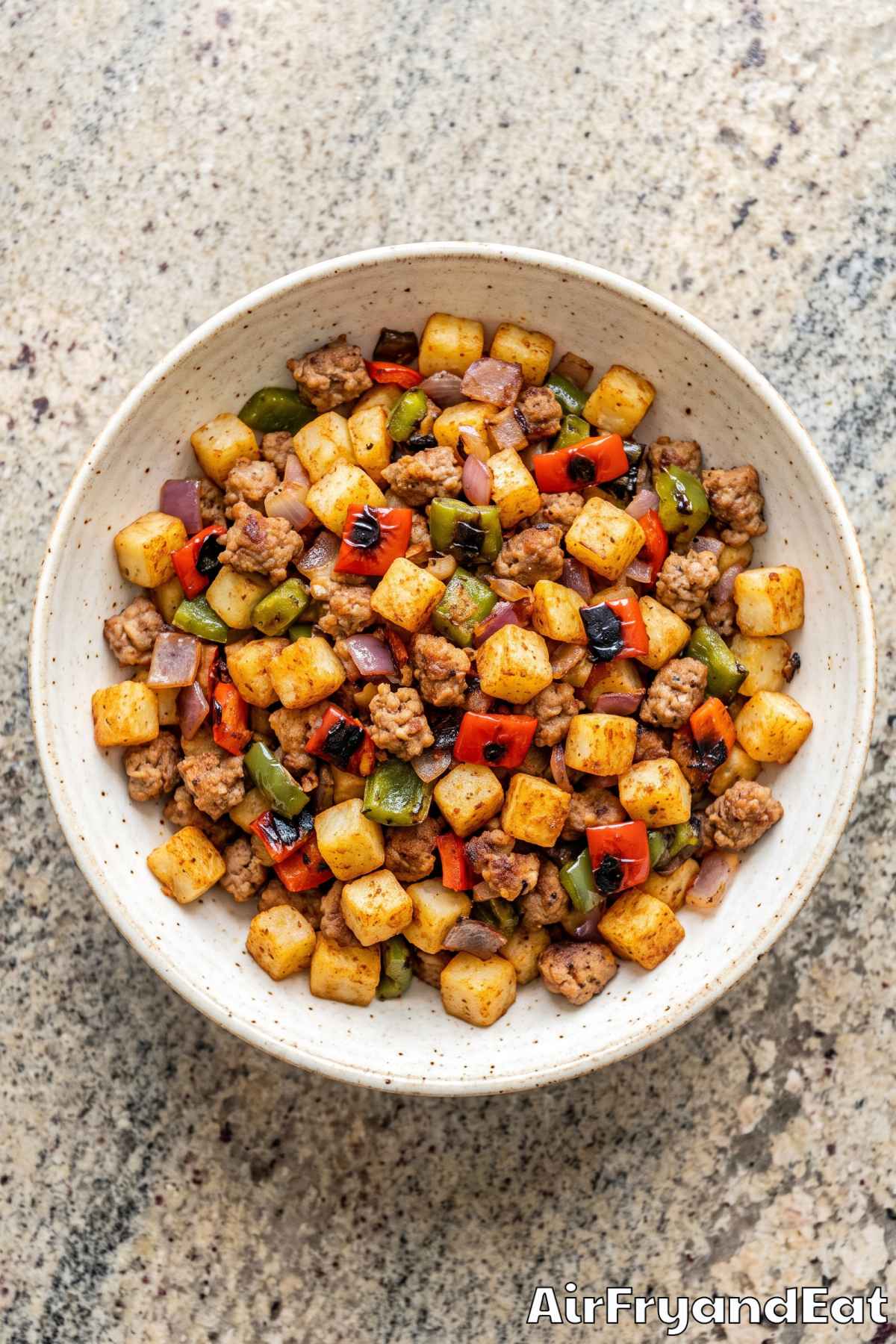 Simple air fryer sausage hash