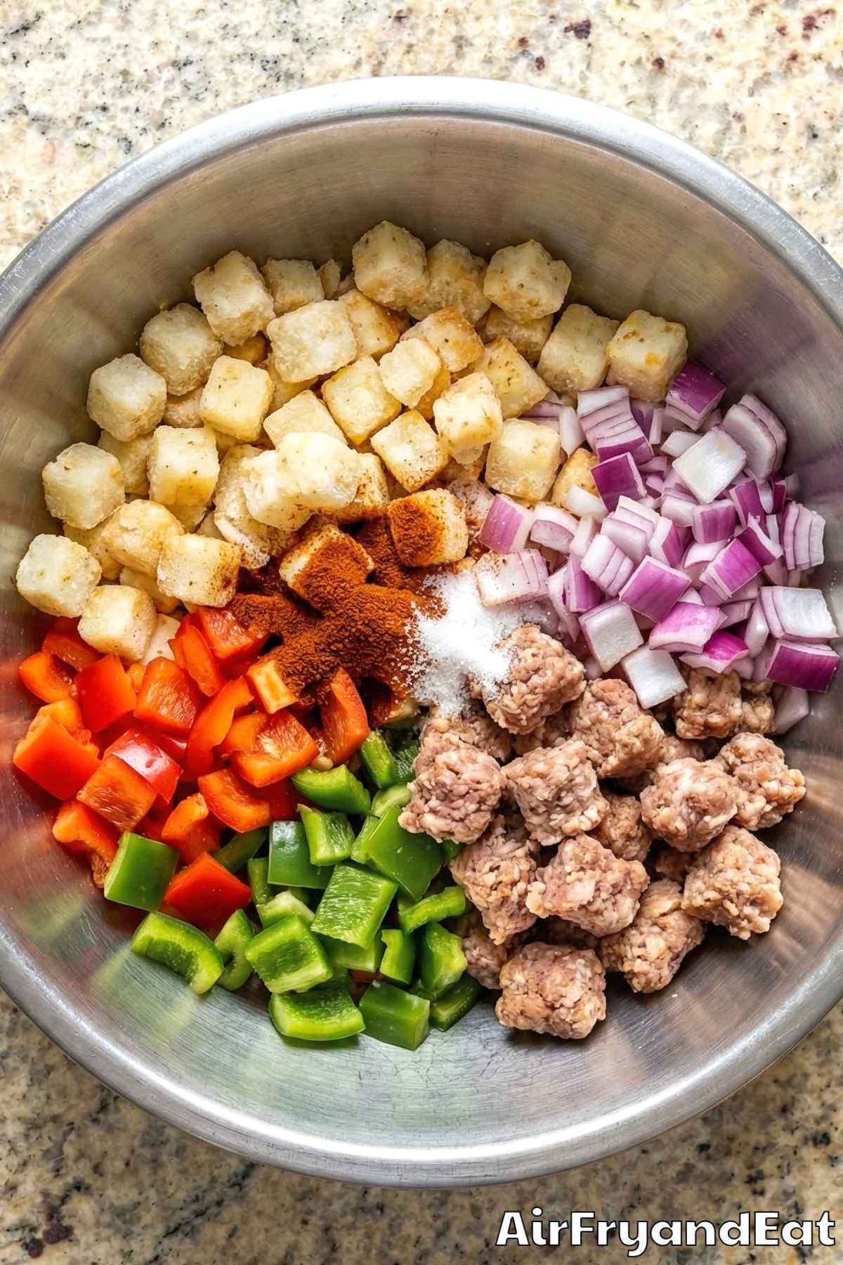 Air Fryer Sausage & Pepper Breakfast Hash Step 3