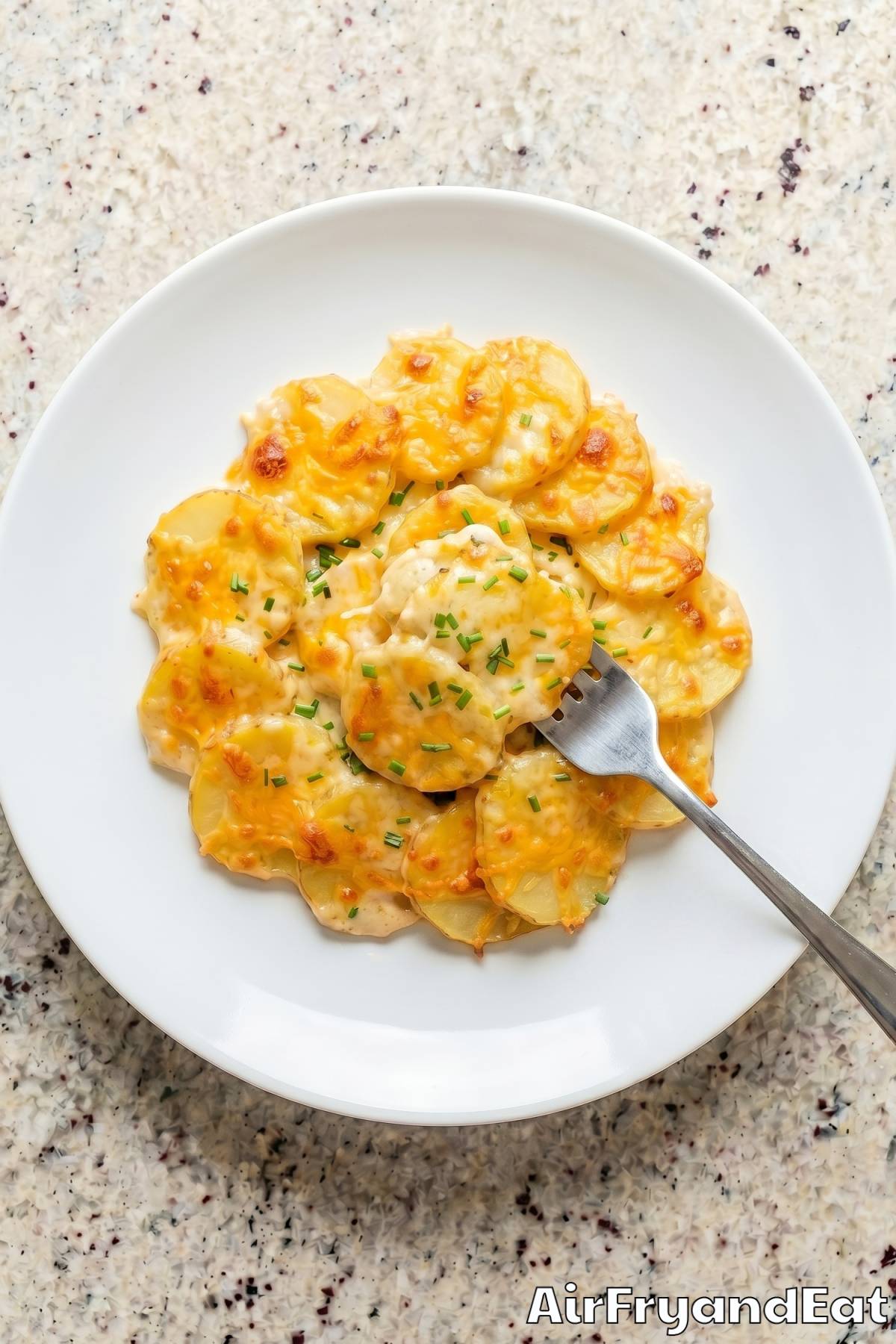 Bubbly air fryer scalloped potatoes
