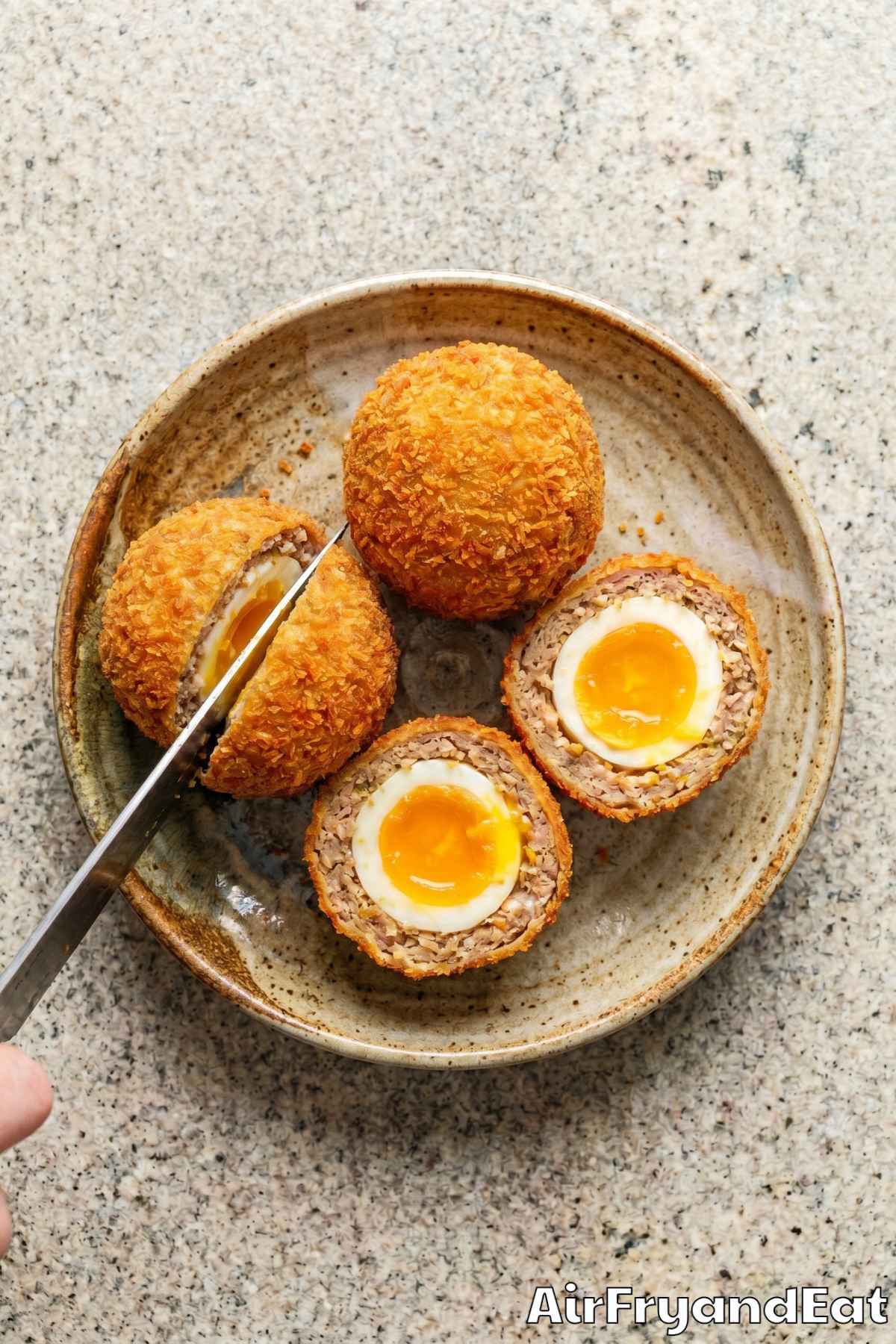 Perfectly cooked air fryer Scotch eggs