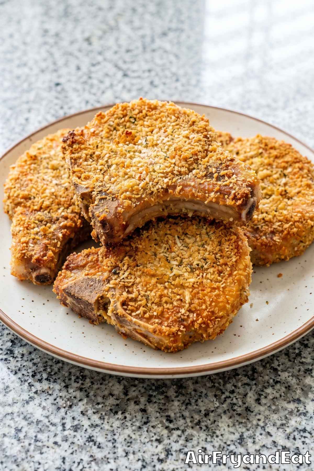 Crunchy air fryer shake and bake pork chops