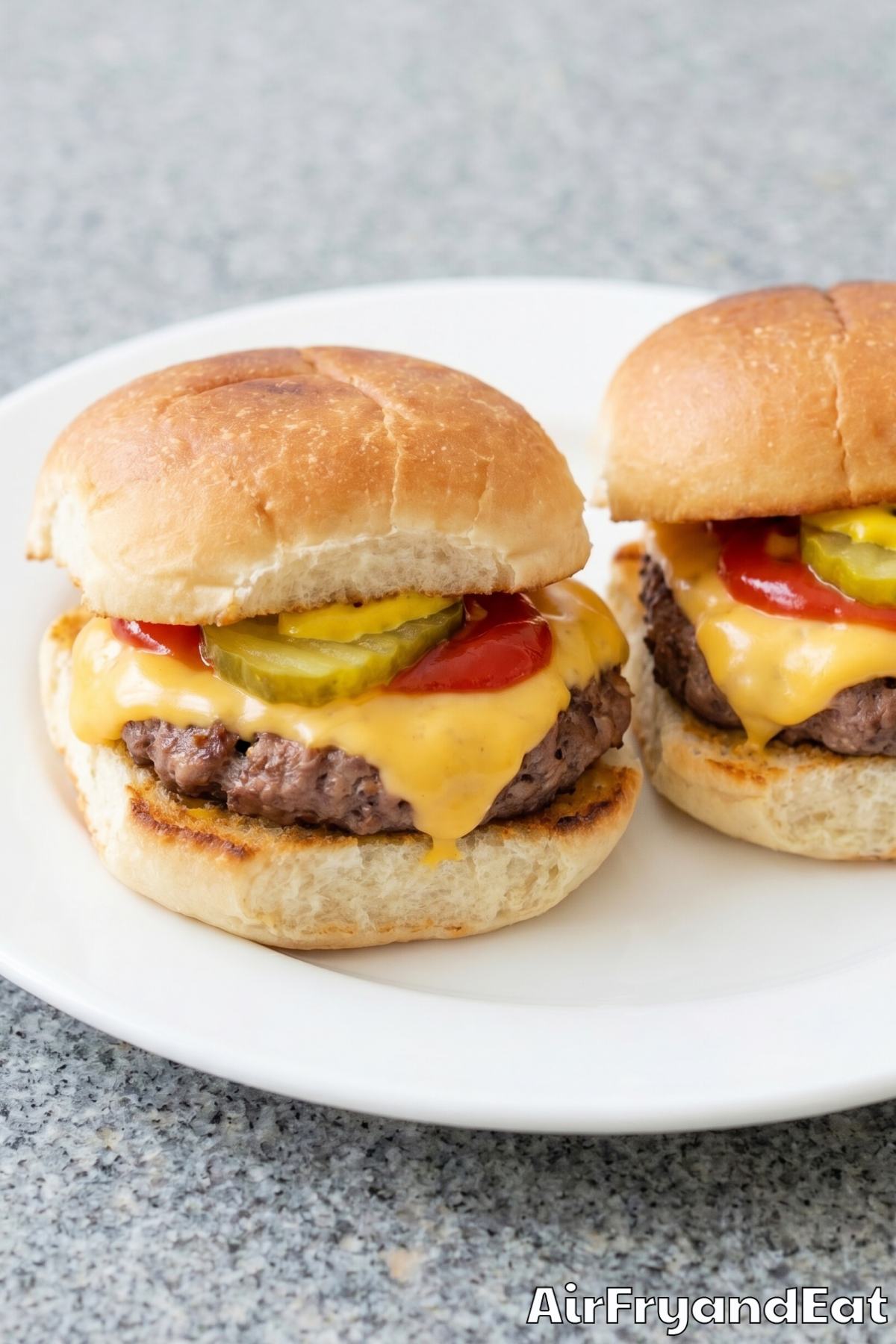 Savory air fryer sliders stacked on a board