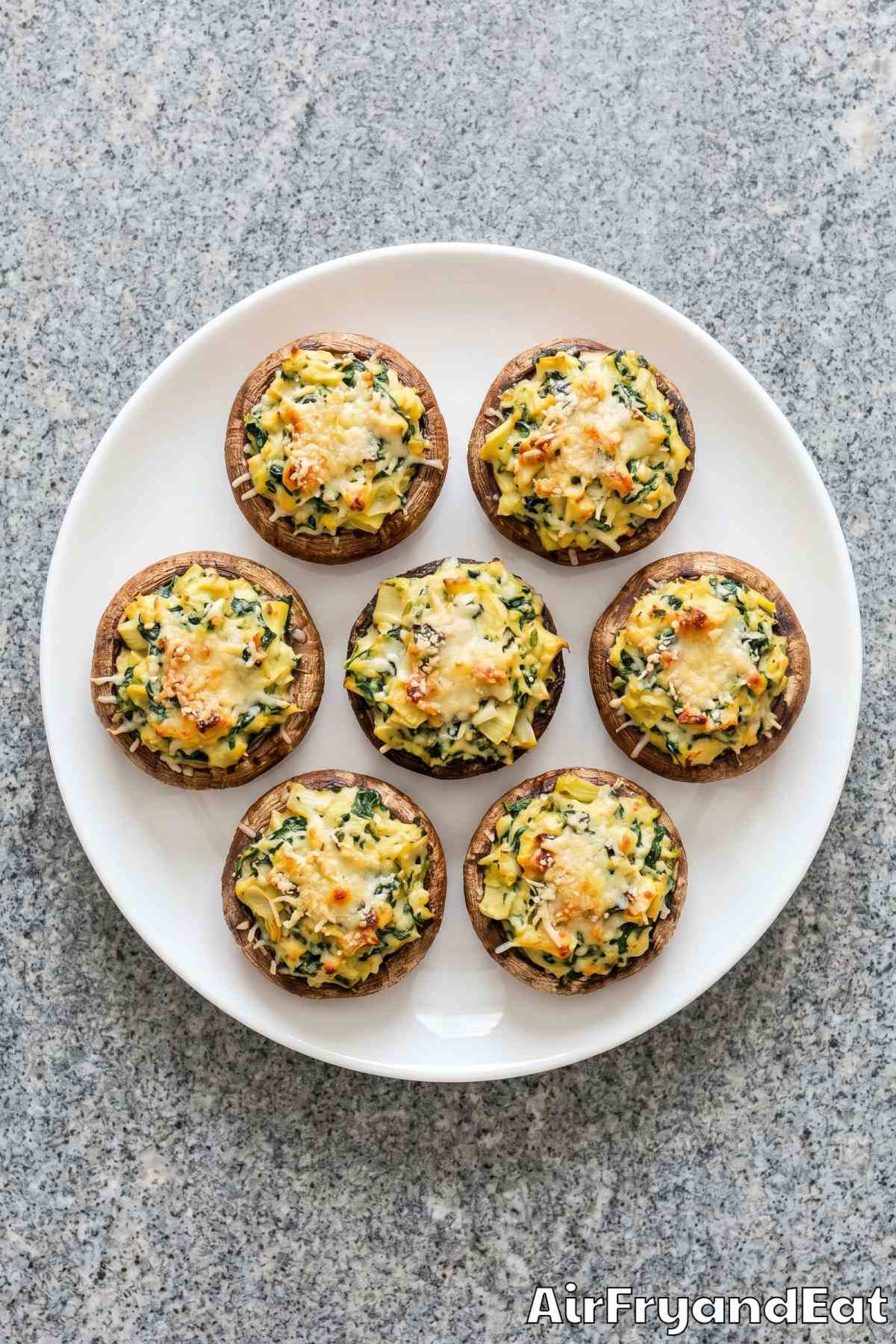 homemade air fryer stuffed mushroom caps