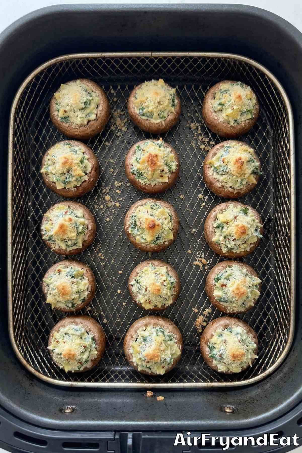 Air Fryer Spinach Artichoke Stuffed Mushrooms Step 4