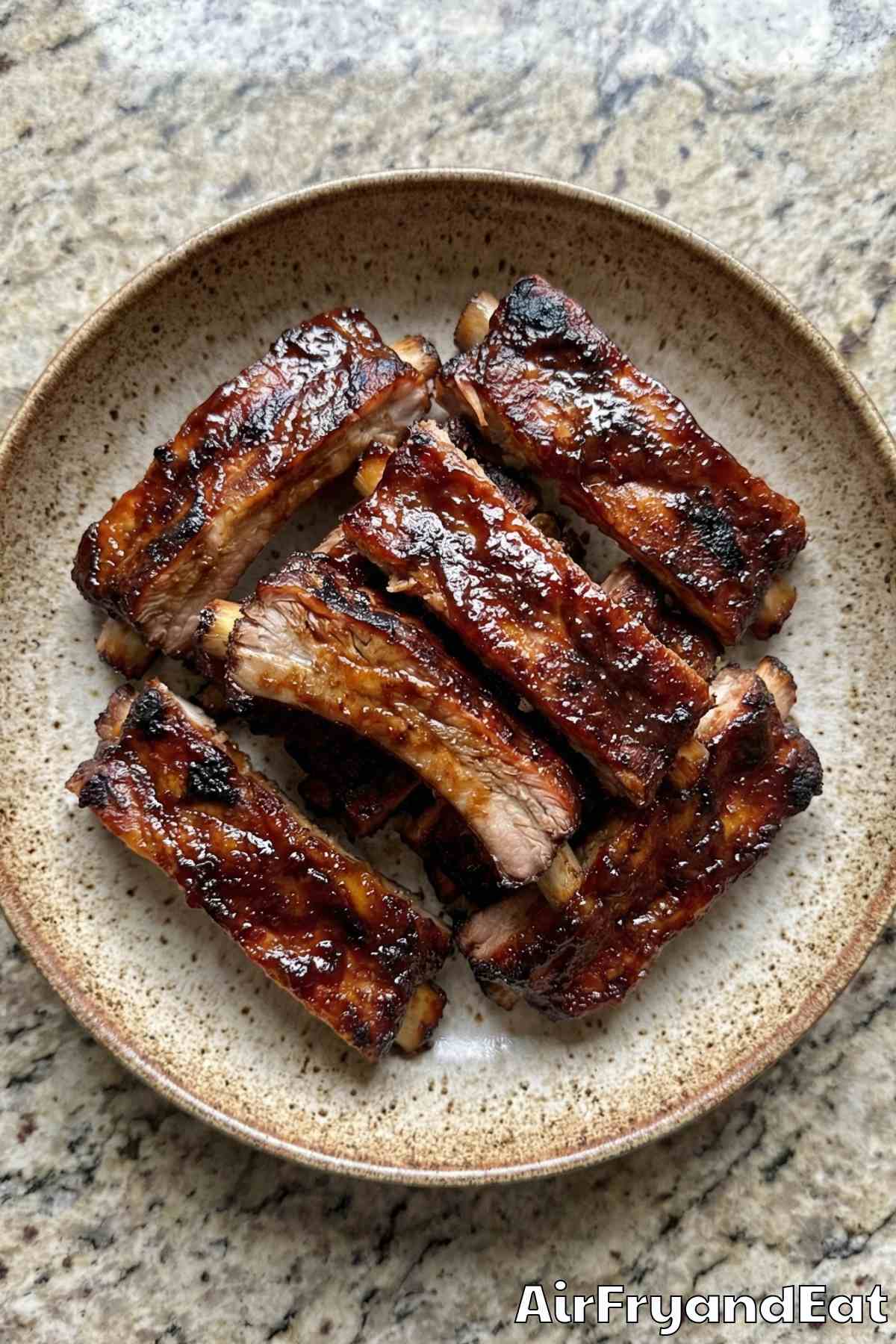 Saucy air fryer sticky BBQ pork ribs