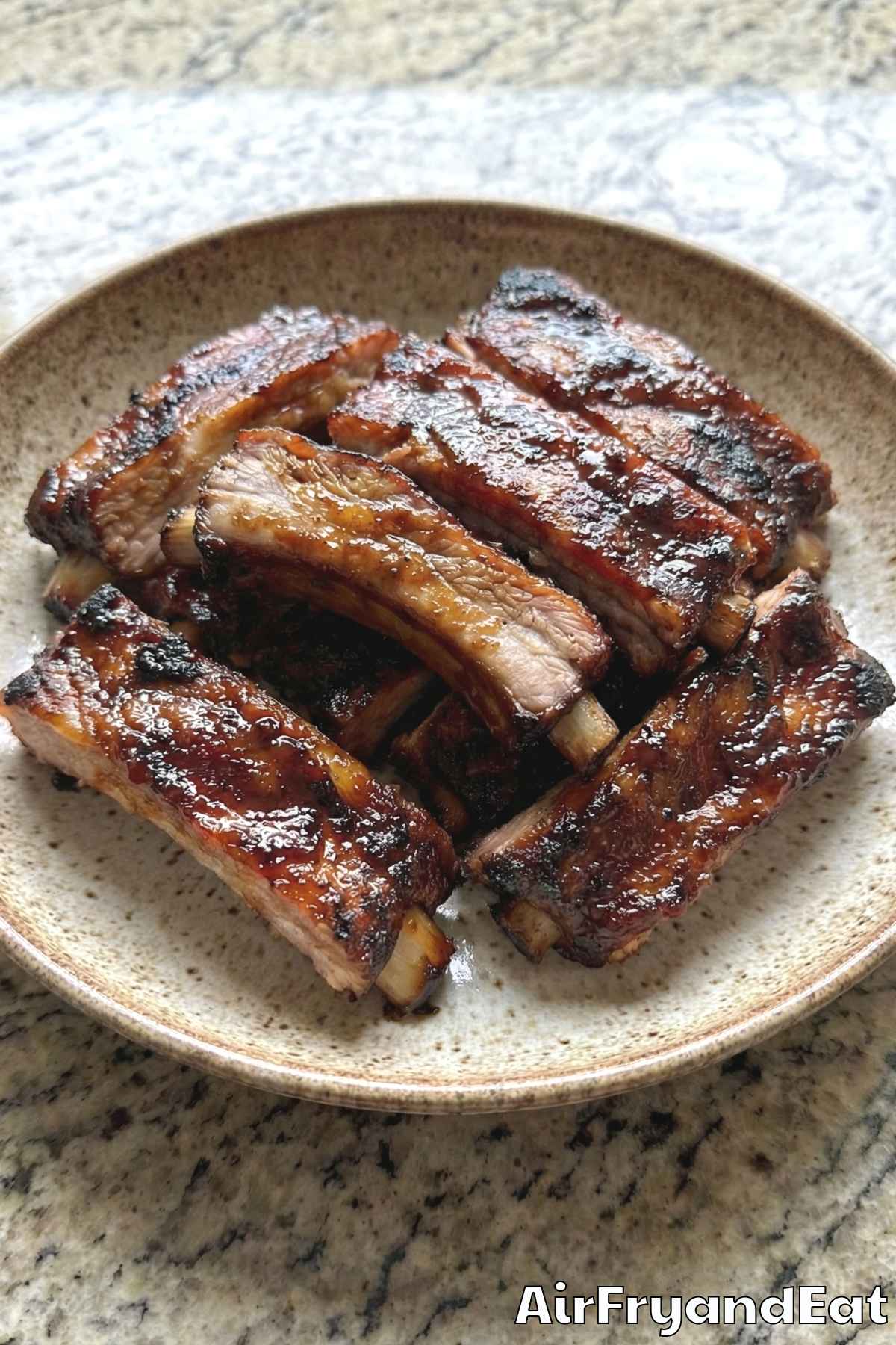 Easy air fryer sticky BBQ pork ribs