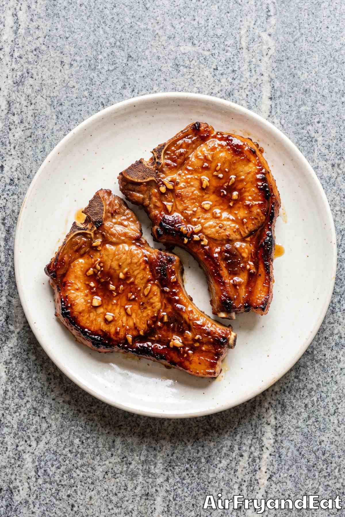 Tender pork chops with sweet honey soy sauce