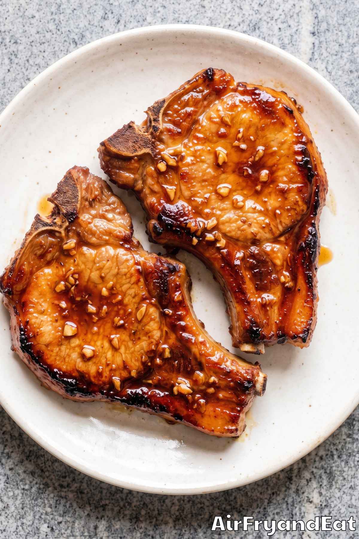 Air fryer pork chops with honey soy glaze