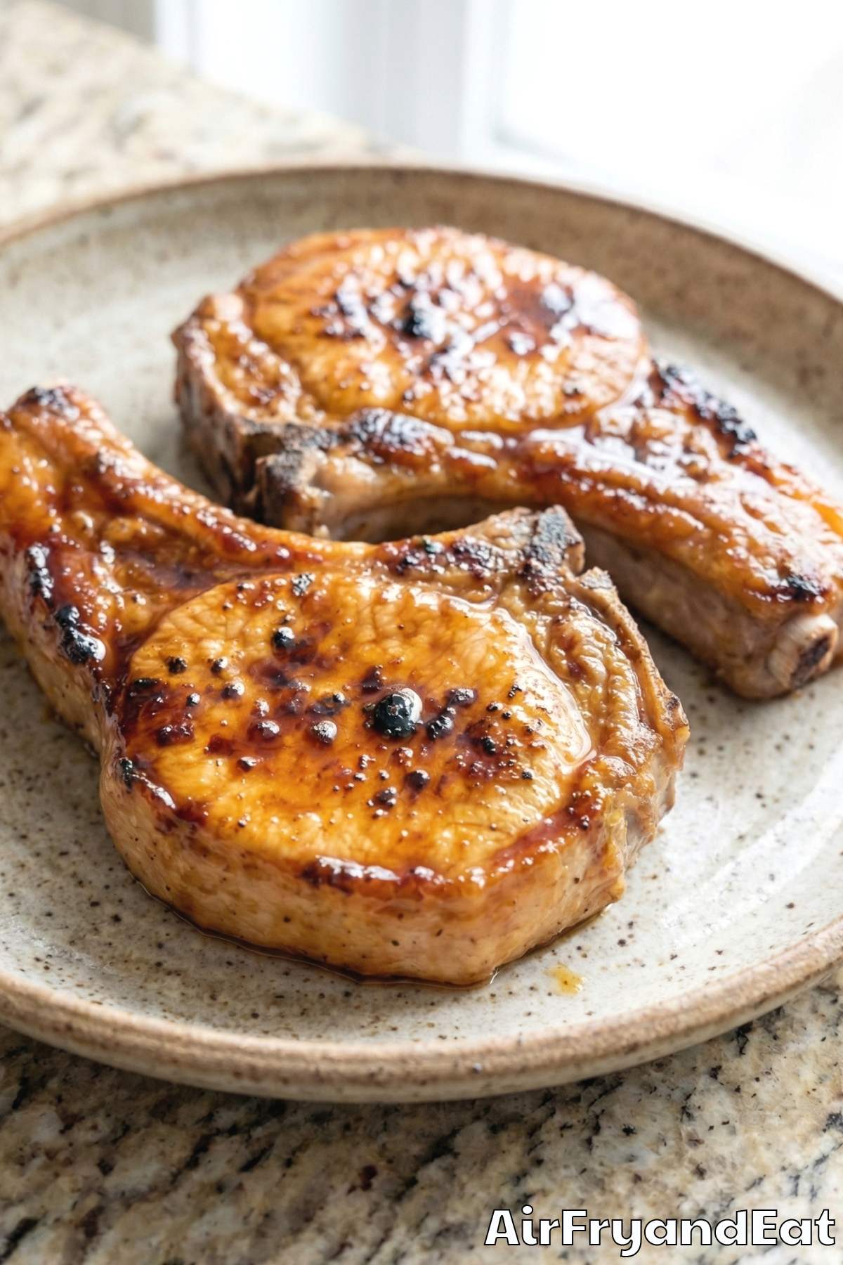Easy air fryer sticky honey soy pork chops