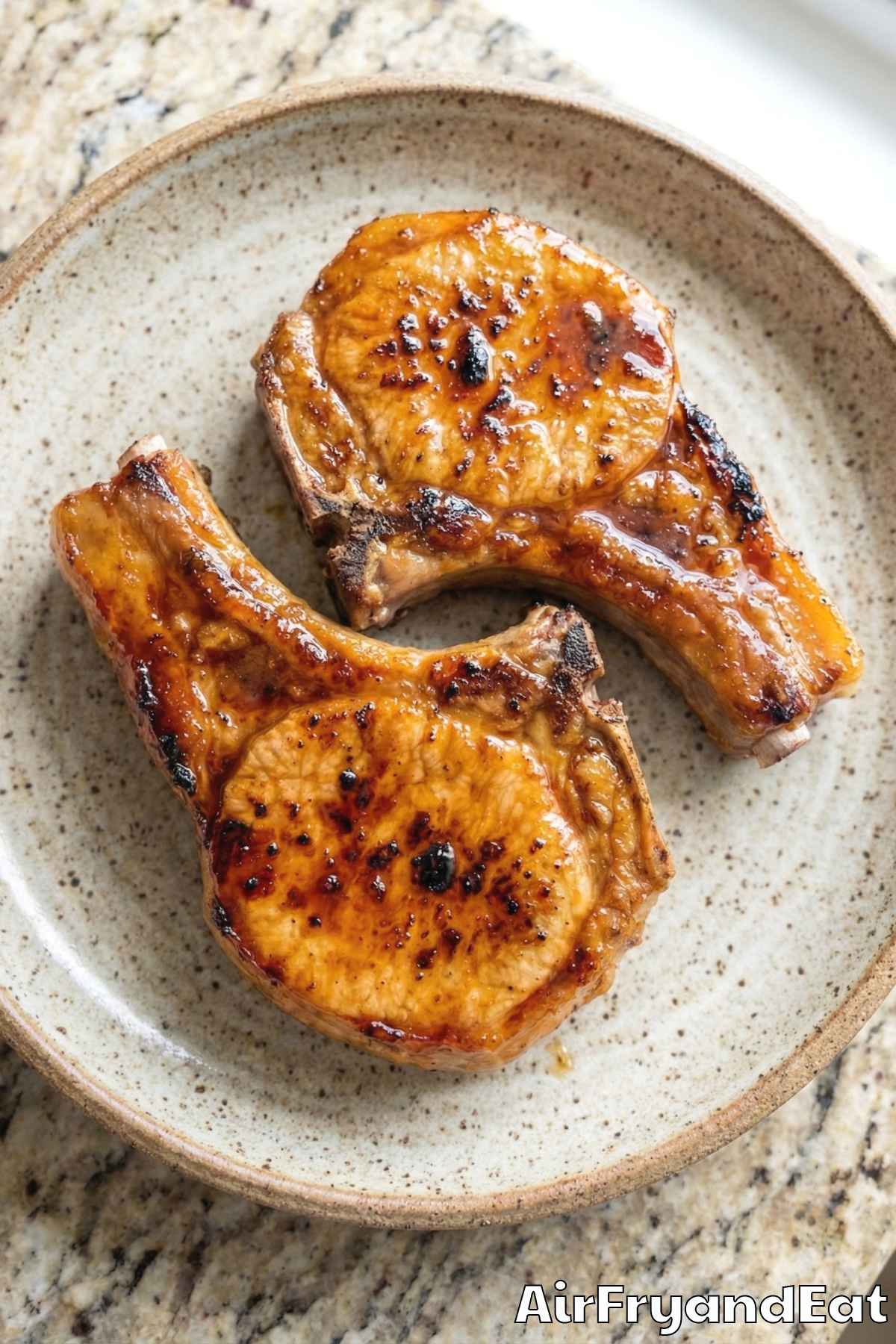 Flavorful air fryer sticky honey soy chops