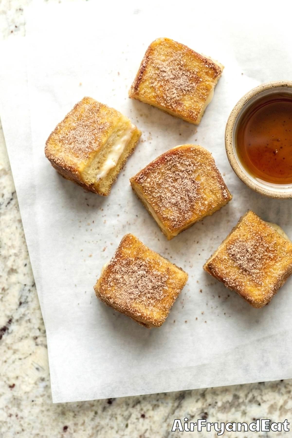 Homemade air fryer stuffed French toast bites