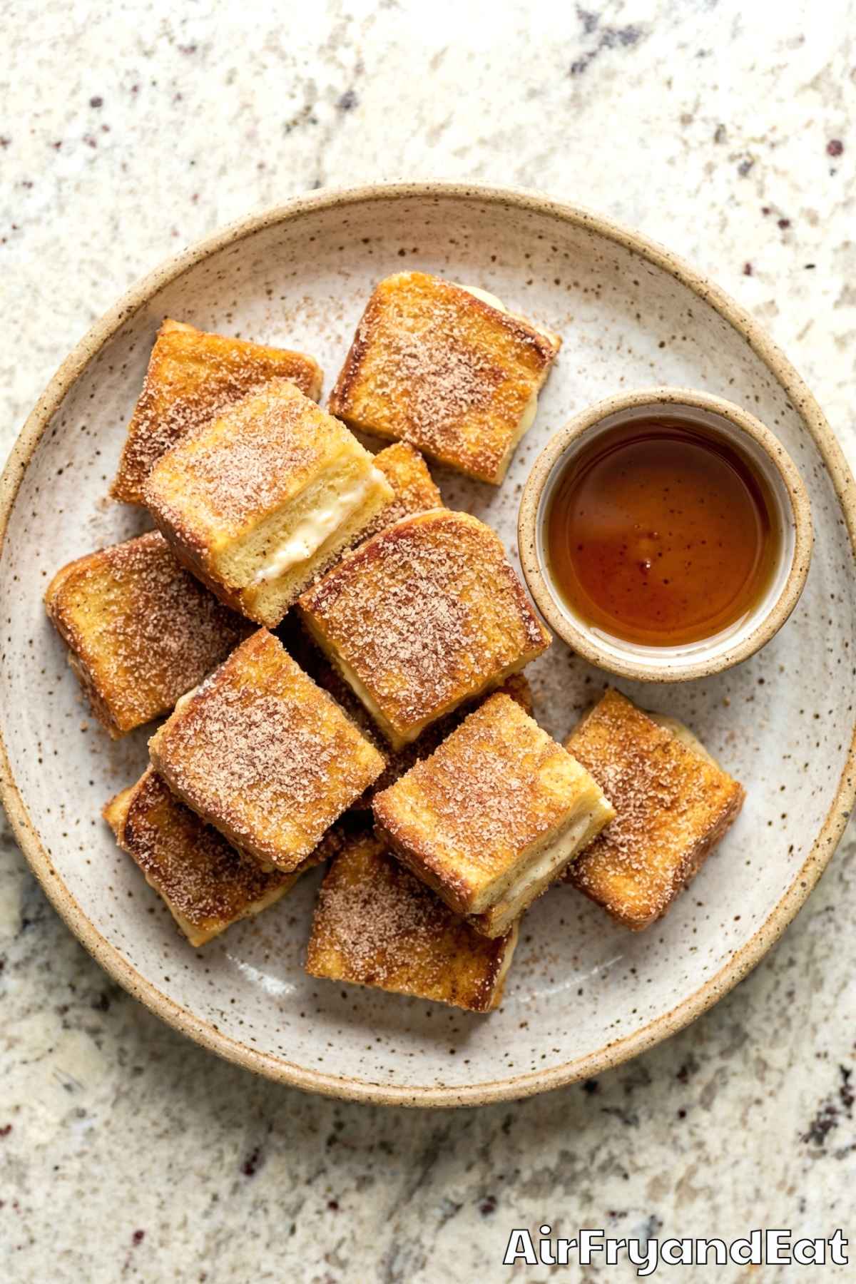 Fluffy air fryer stuffed French toast bites