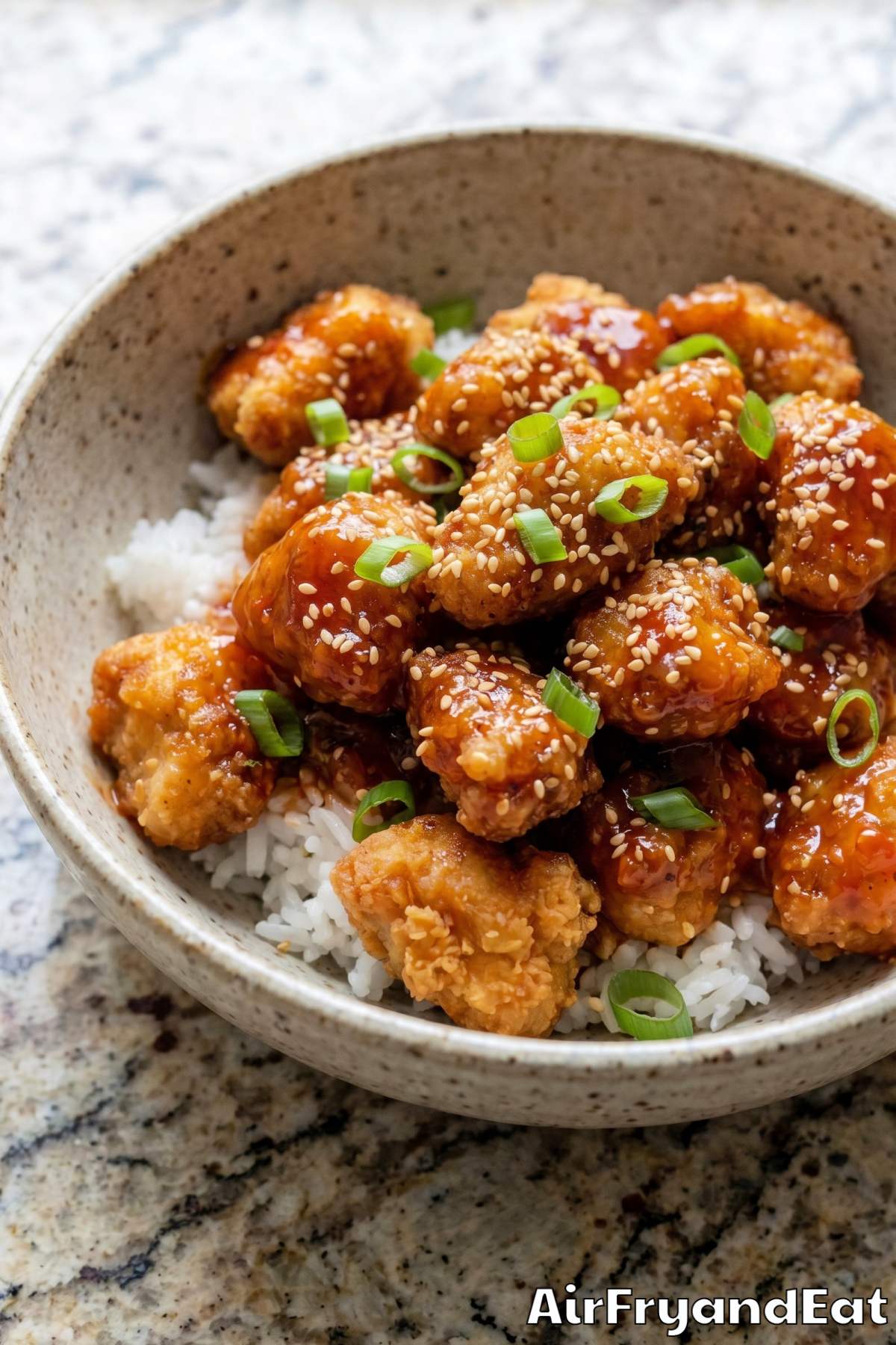 Homemade air fryer sweet and sour chicken